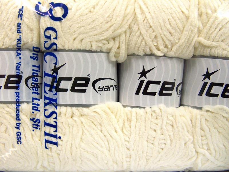 Lot of 4 x 100gr Skeins Ice Yarns CHENILLE BABY LIGHT (100% MicroFiber) Yarn Cream