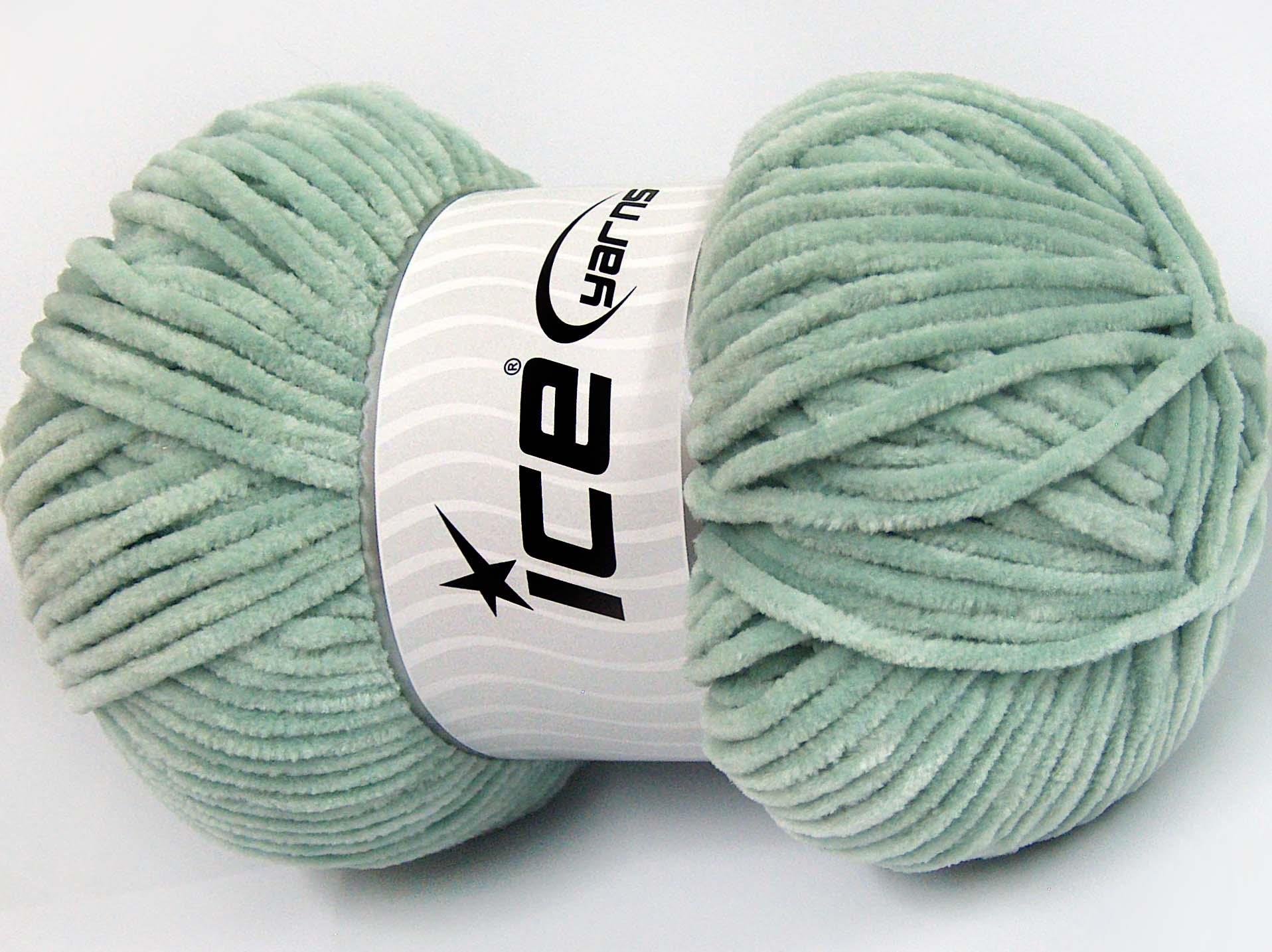 Lot of 4 x 100gr Skeins Ice Yarns CHENILLE BABY LIGHT (100% MicroFiber) Yarn Mint Green