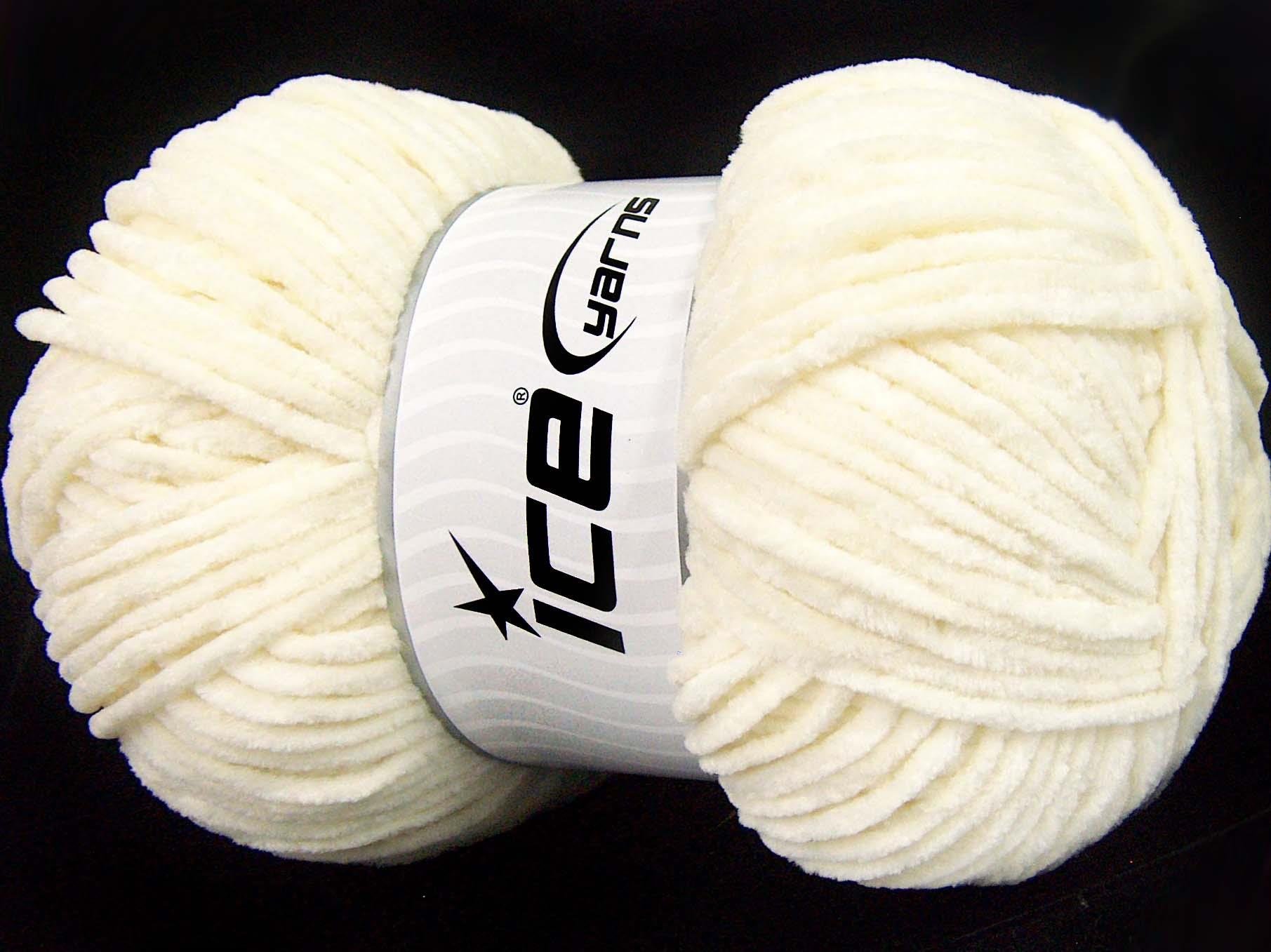 Lot of 4 x 100gr Skeins Ice Yarns CHENILLE BABY LIGHT (100% MicroFiber) Yarn Cream