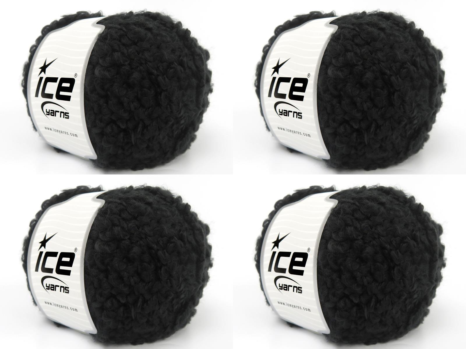 Lot of 4 x 100gr Skeins Ice Yarns CLOUDY Hand Knitting Yarn Black