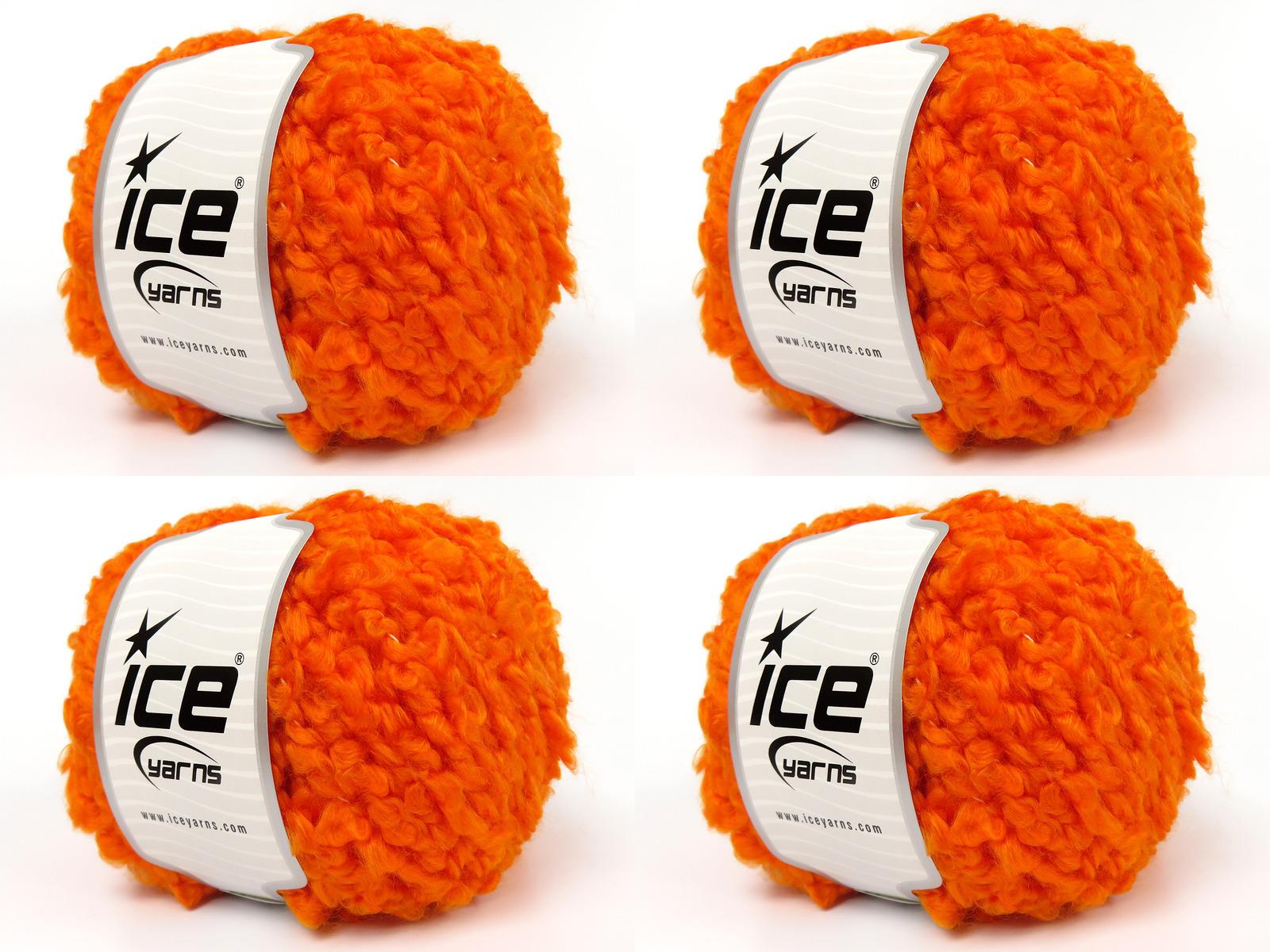 Lot of 4 x 100gr Skeins Ice Yarns CLOUDY Hand Knitting Yarn Orange