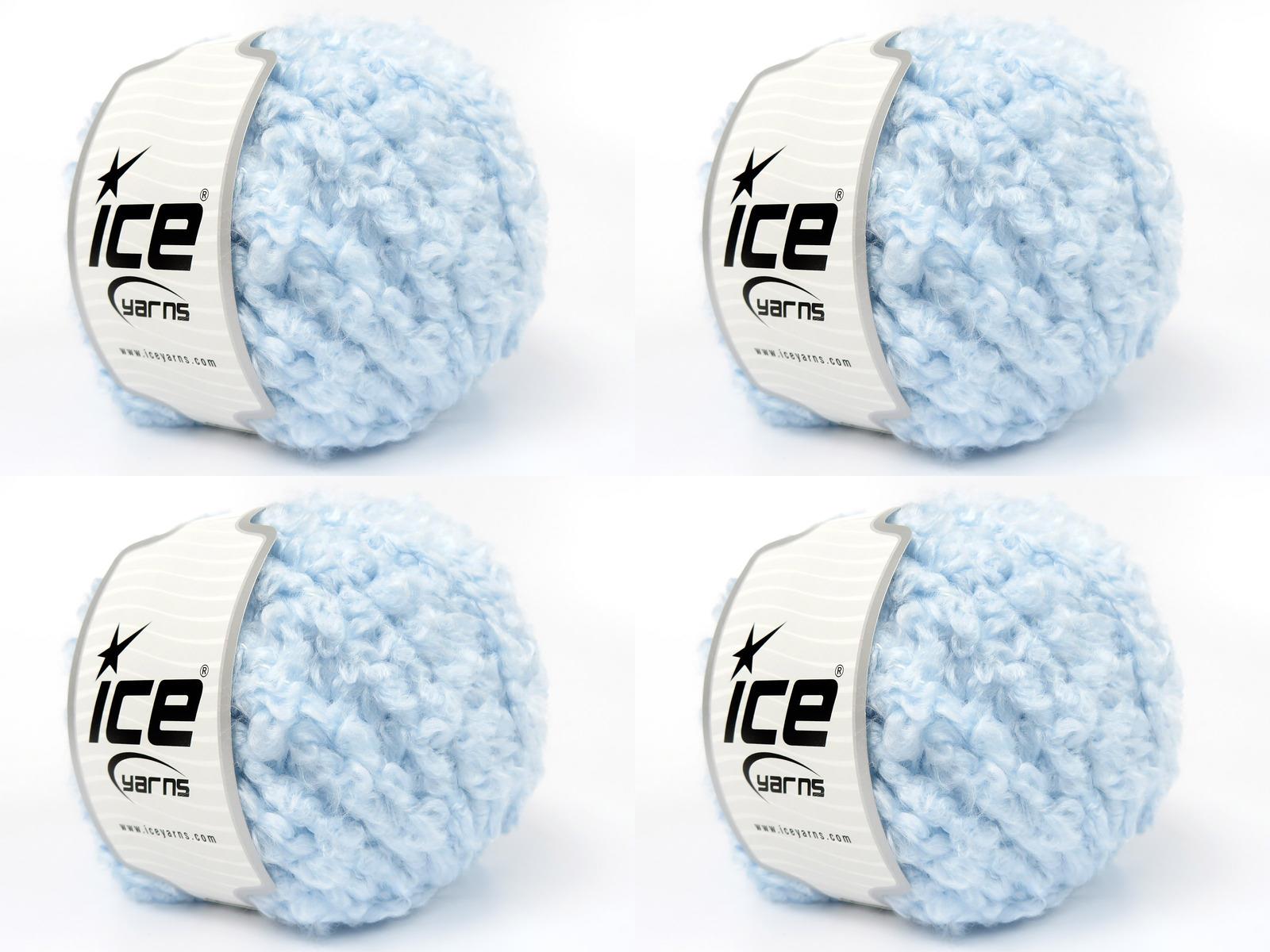 Lot of 4 x 100gr Skeins Ice Yarns CLOUDY Hand Knitting Yarn Baby Blue