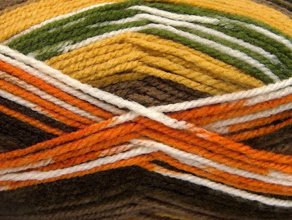 Lot of 4 x 100gr Skeins Ice Yarns FAVORITE ETHNIC Yarn Brown Shades Orange Yellow Green