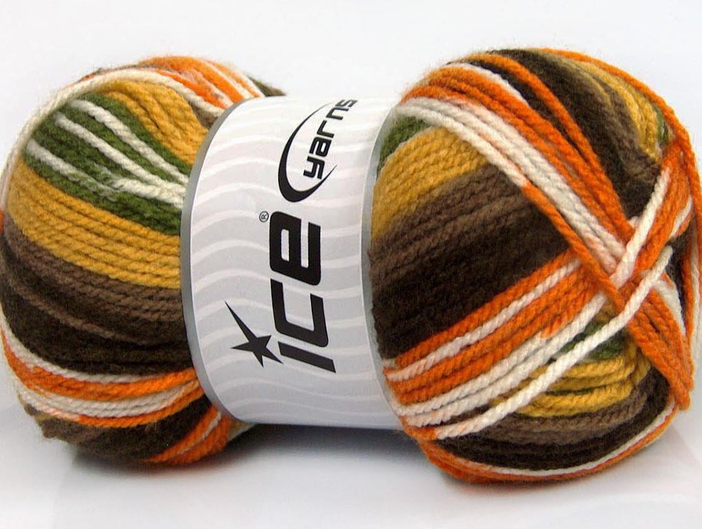 Lot of 4 x 100gr Skeins Ice Yarns FAVORITE ETHNIC Yarn Brown Shades Orange Yellow Green