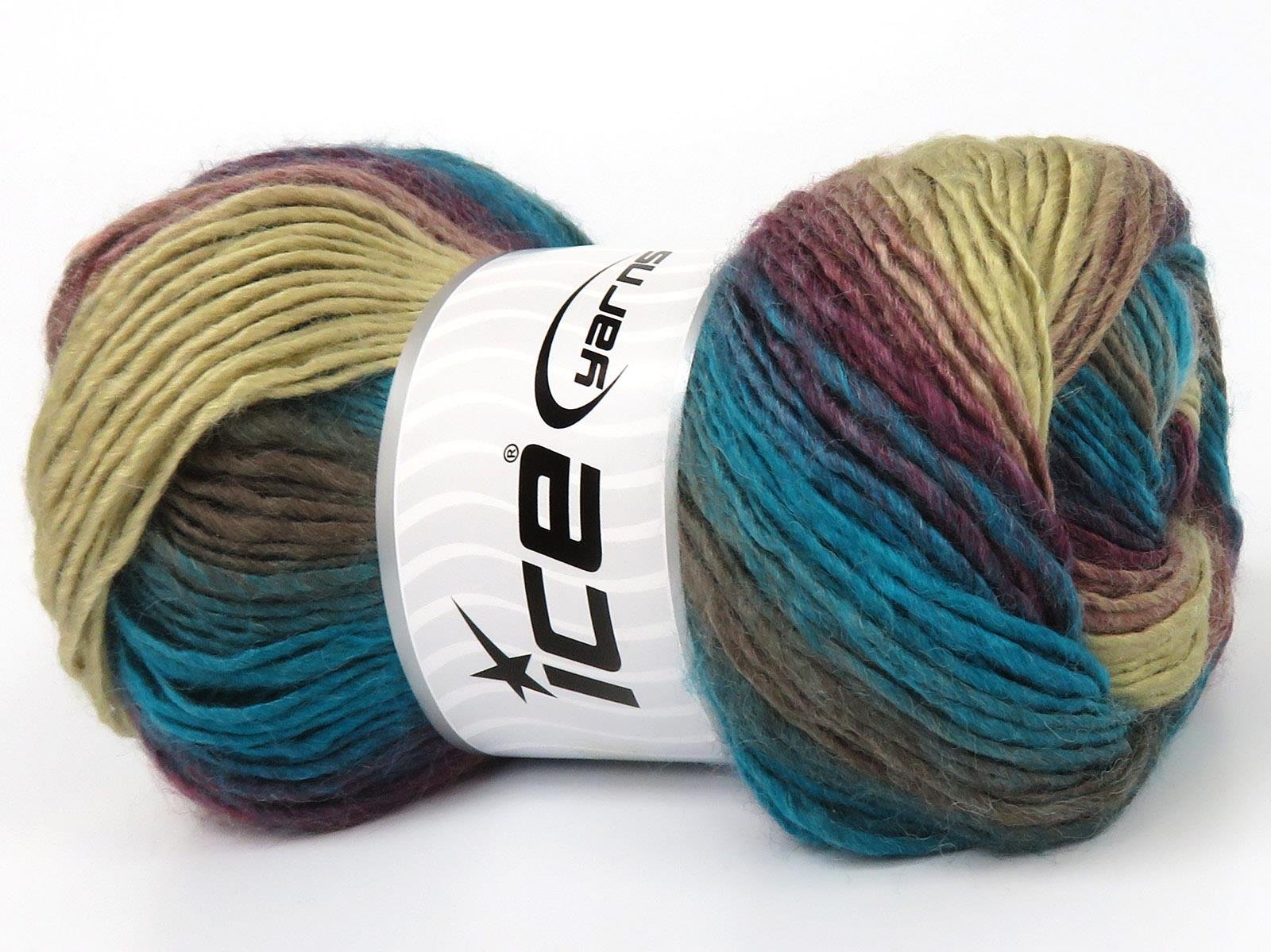 Lot of 4 x 100gr Skeins Ice Yarns LANA BELLA Yarn Turquoise Maroon Brown Shades