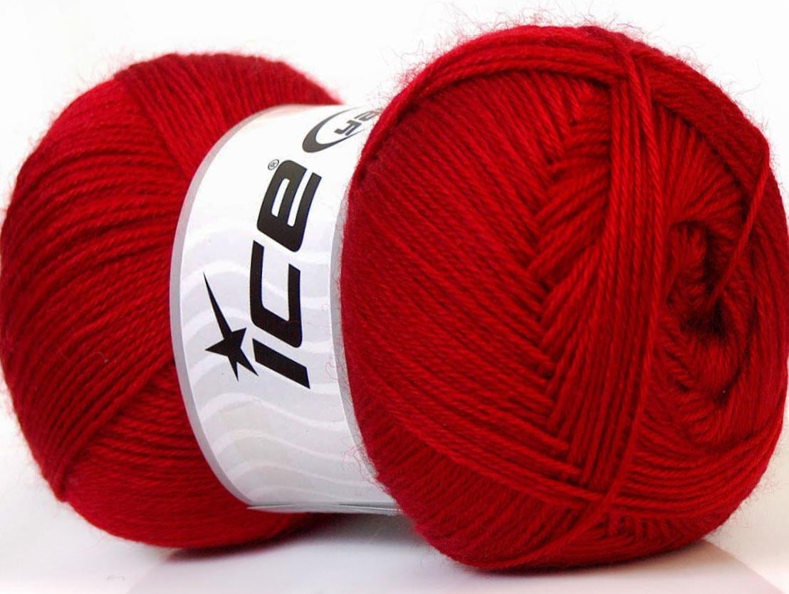 Lot of 4 x 100gr Skeins Ice Yarns MERINO GOLD (60% Merino Wool) Yarn Red
