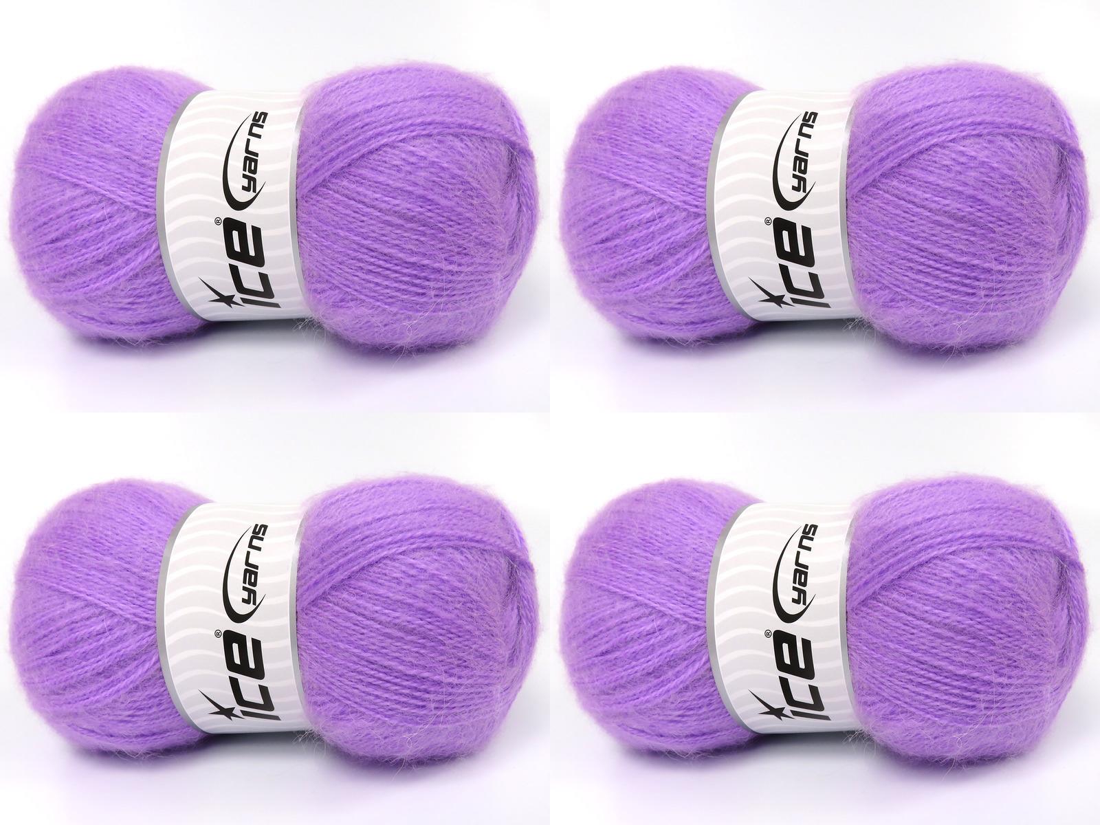 Lot of 4 x 100gr Skeins Ice Yarns MOHAIR PASTEL (10% Mohair 15% Wool) Yarn Lilac