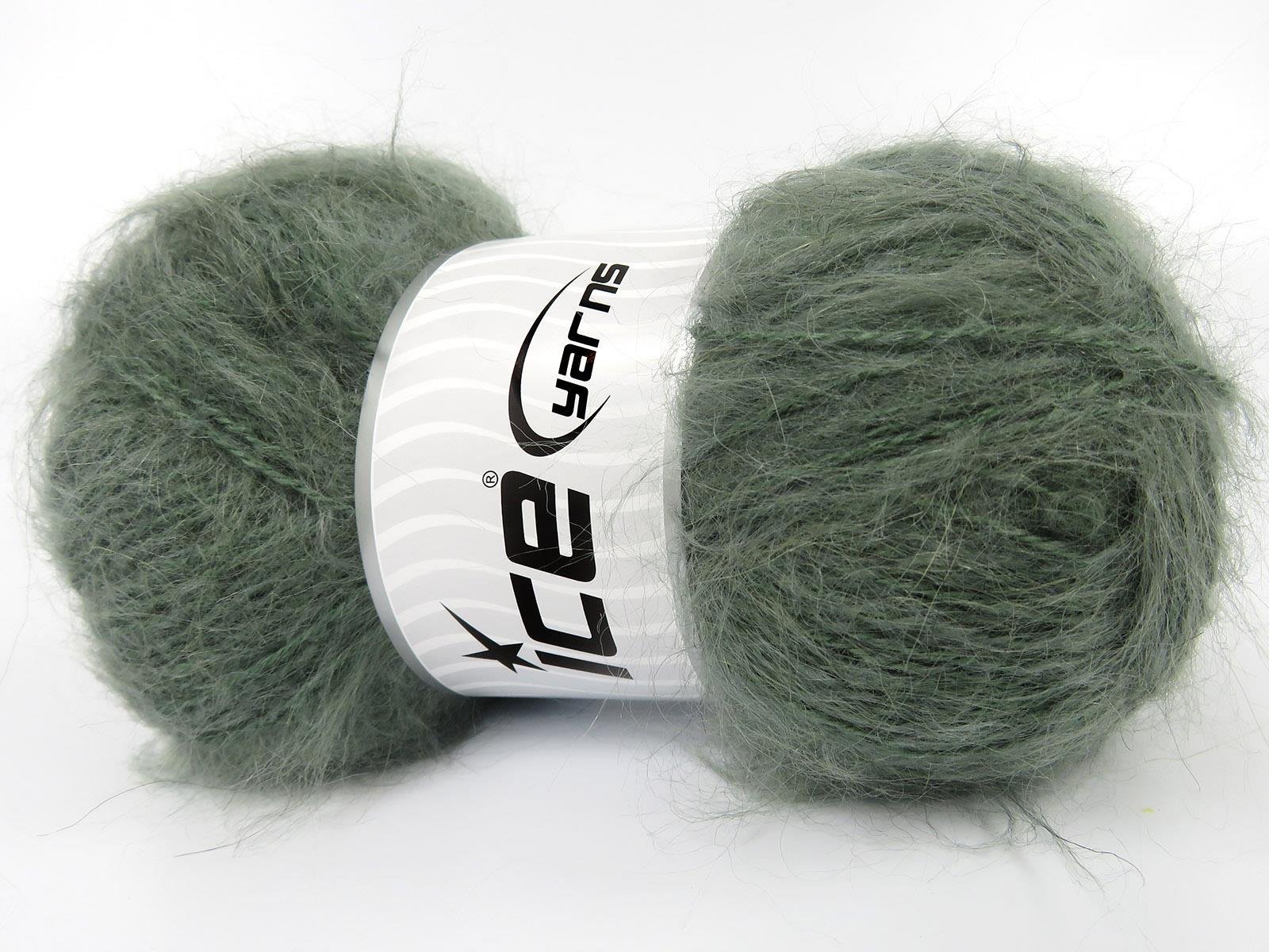 Lot of 4 x 100gr Skeins Ice Yarns MOHAIR CLASSIC (30% Mohair 25% Wool) Yarn Hunter Green