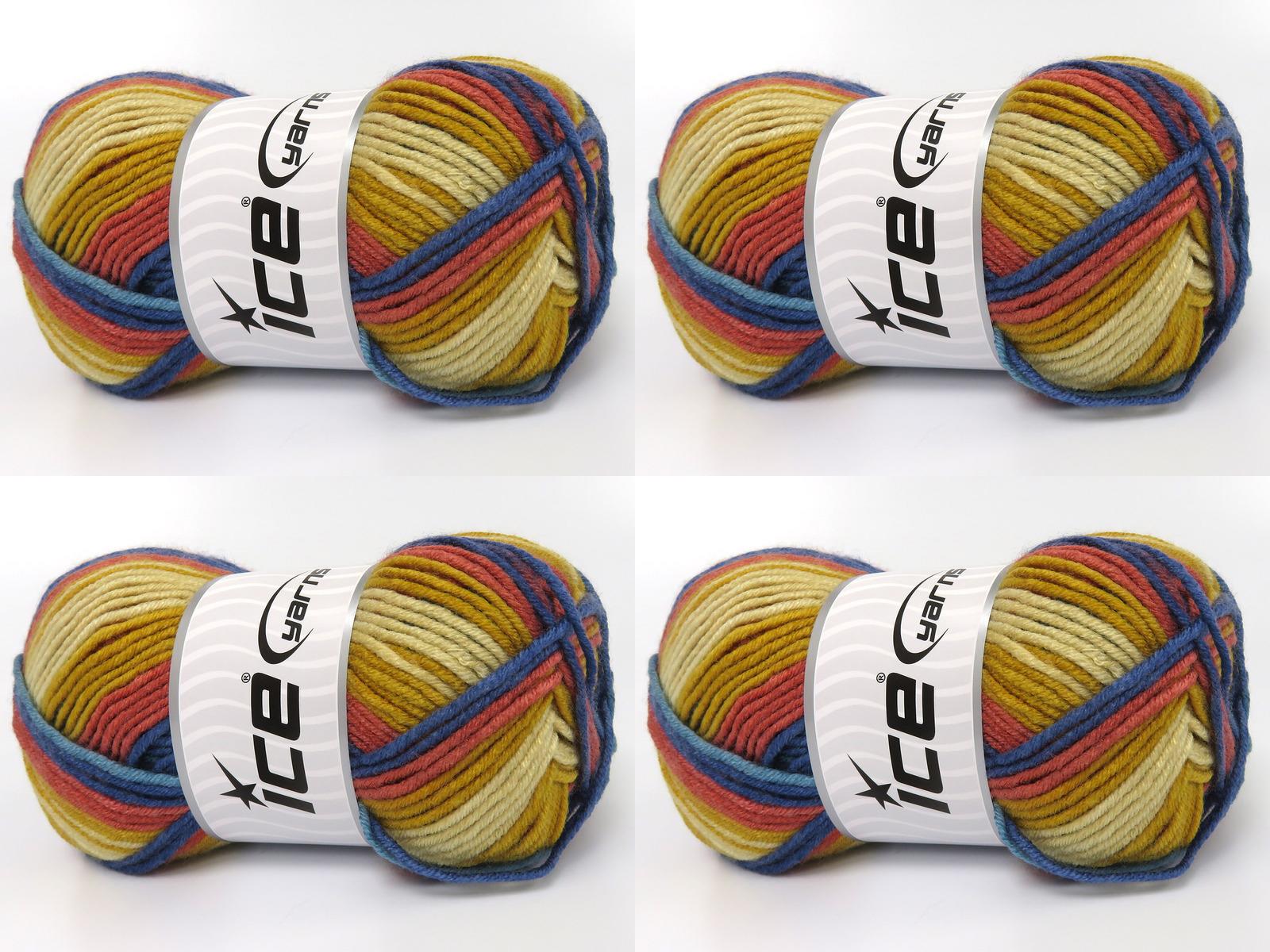 Lot of 4 x 100gr Skeins Ice Yarns NICE BABY Yarn Gold Cream Copper Turquoise Shades