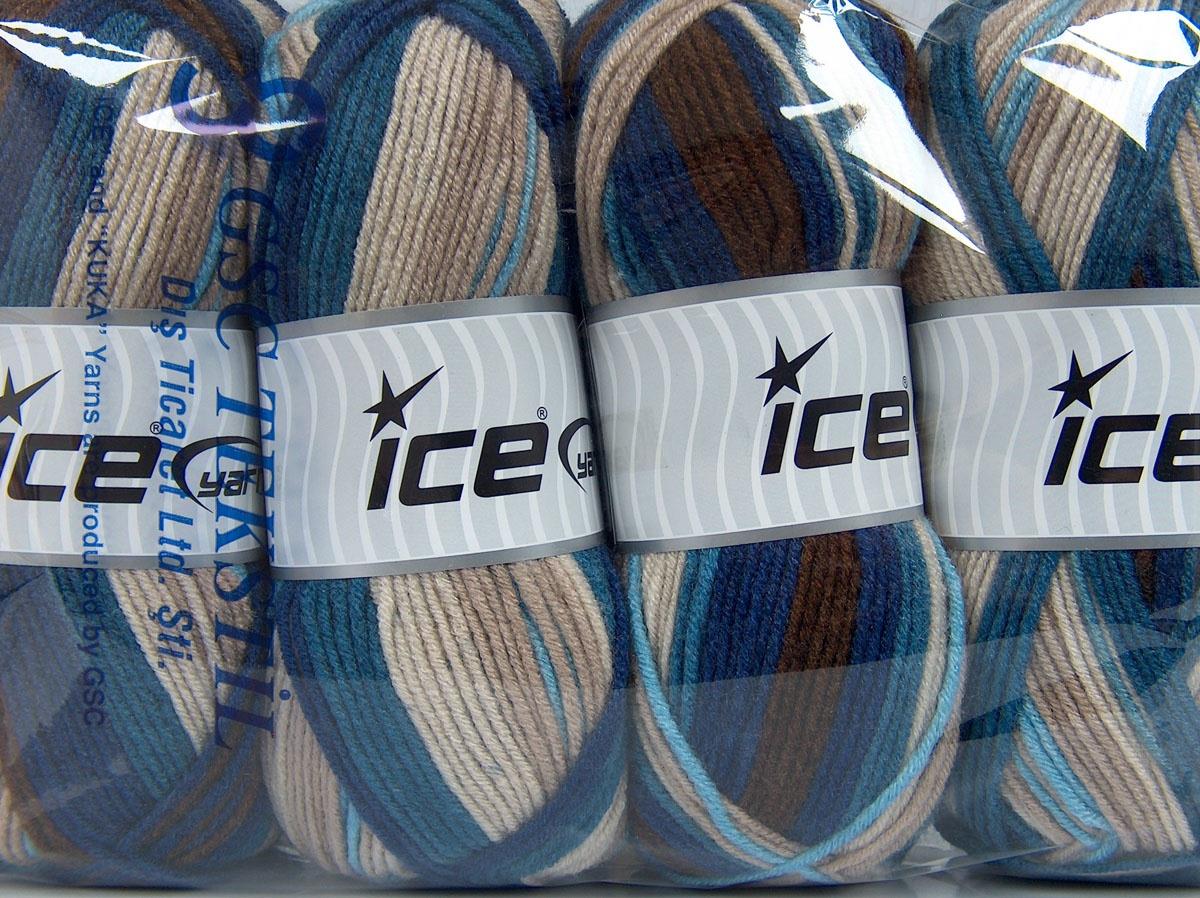 Lot of 4 x 100gr Skeins Ice Yarns NICE BABY Yarn Blue Shades Beige Shades