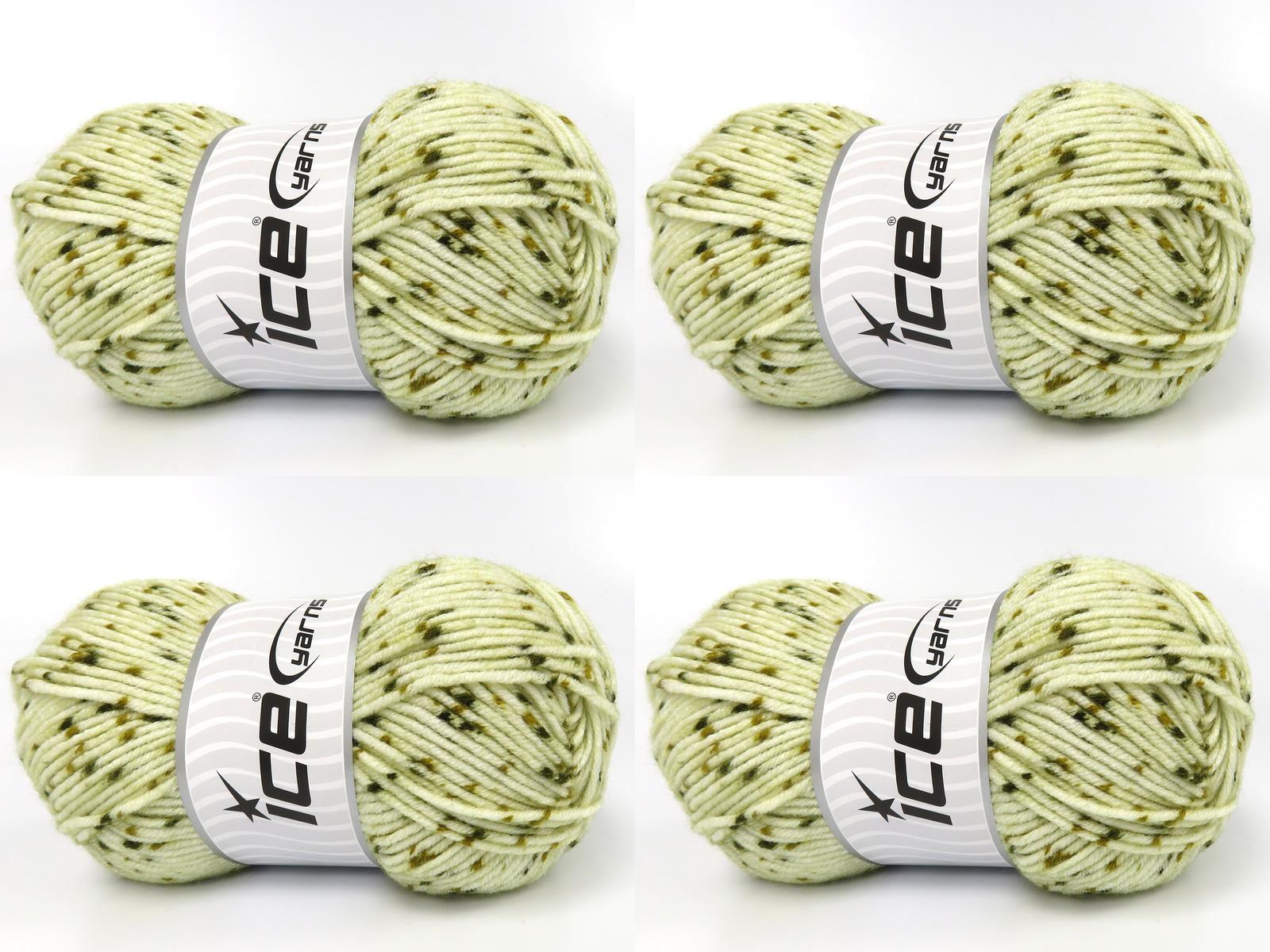 Lot of 4 x 100gr Skeins Ice Yarns NICE BABY TWEED Yarn Cream Khaki Shades