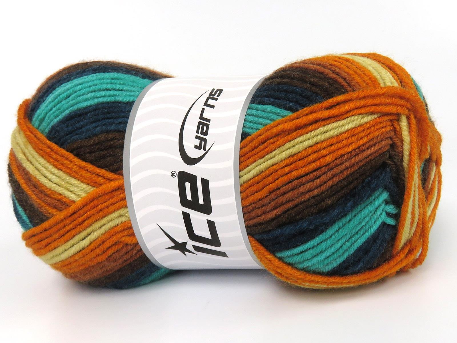 Lot of 4 x 100gr Skeins Ice Yarns NICE BABY Yarn Green Shades Gold Brown Light Yellow