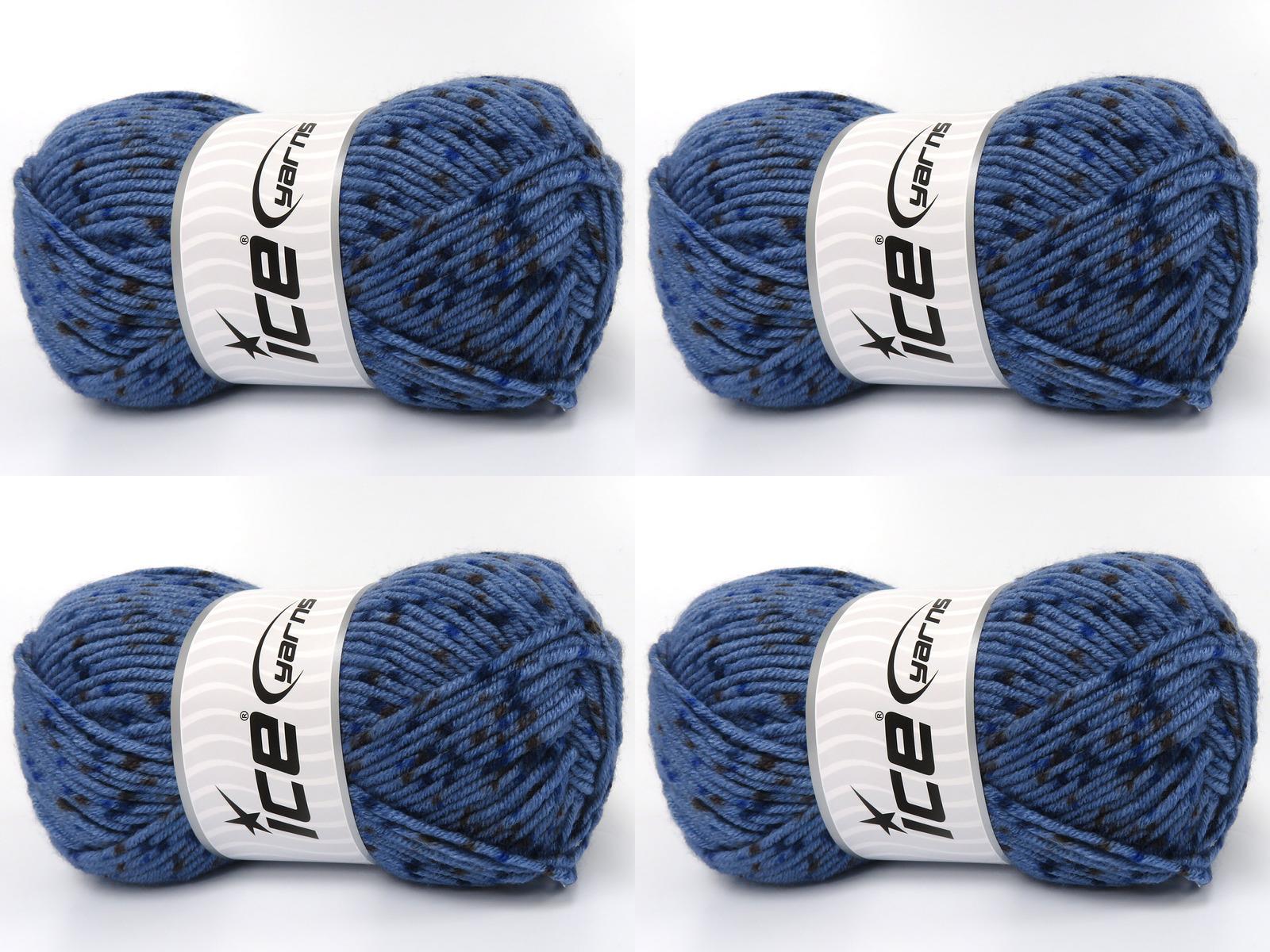 Lot of 4 x 100gr Skeins Ice Yarns NICE BABY TWEED Yarn Blue Shades Brown Shades