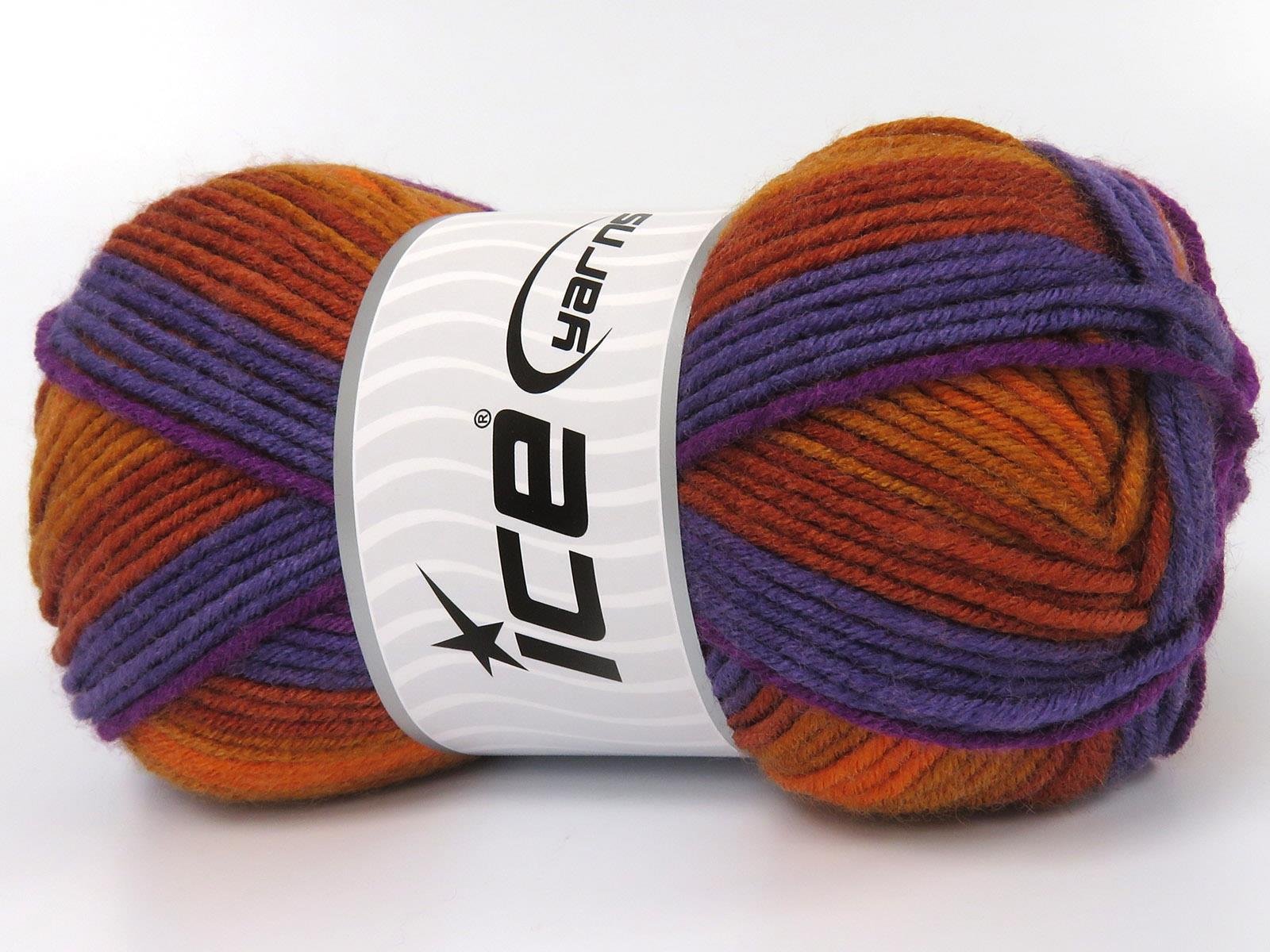 Lot of 4 x 100gr Skeins Ice Yarns NICE BABY Yarn Purple Shades Gold Shades