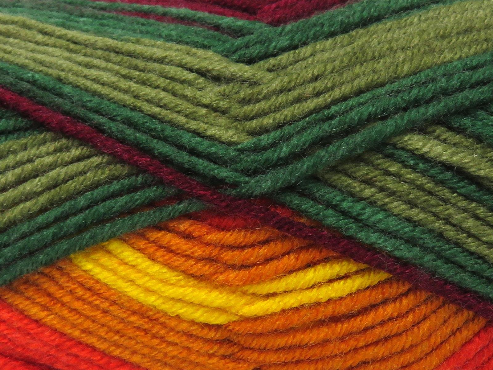 Lot of 4 x 100gr Skeins Ice Yarns NICE BABY Yarn Green Shades Burgundy Shades Orange Gold