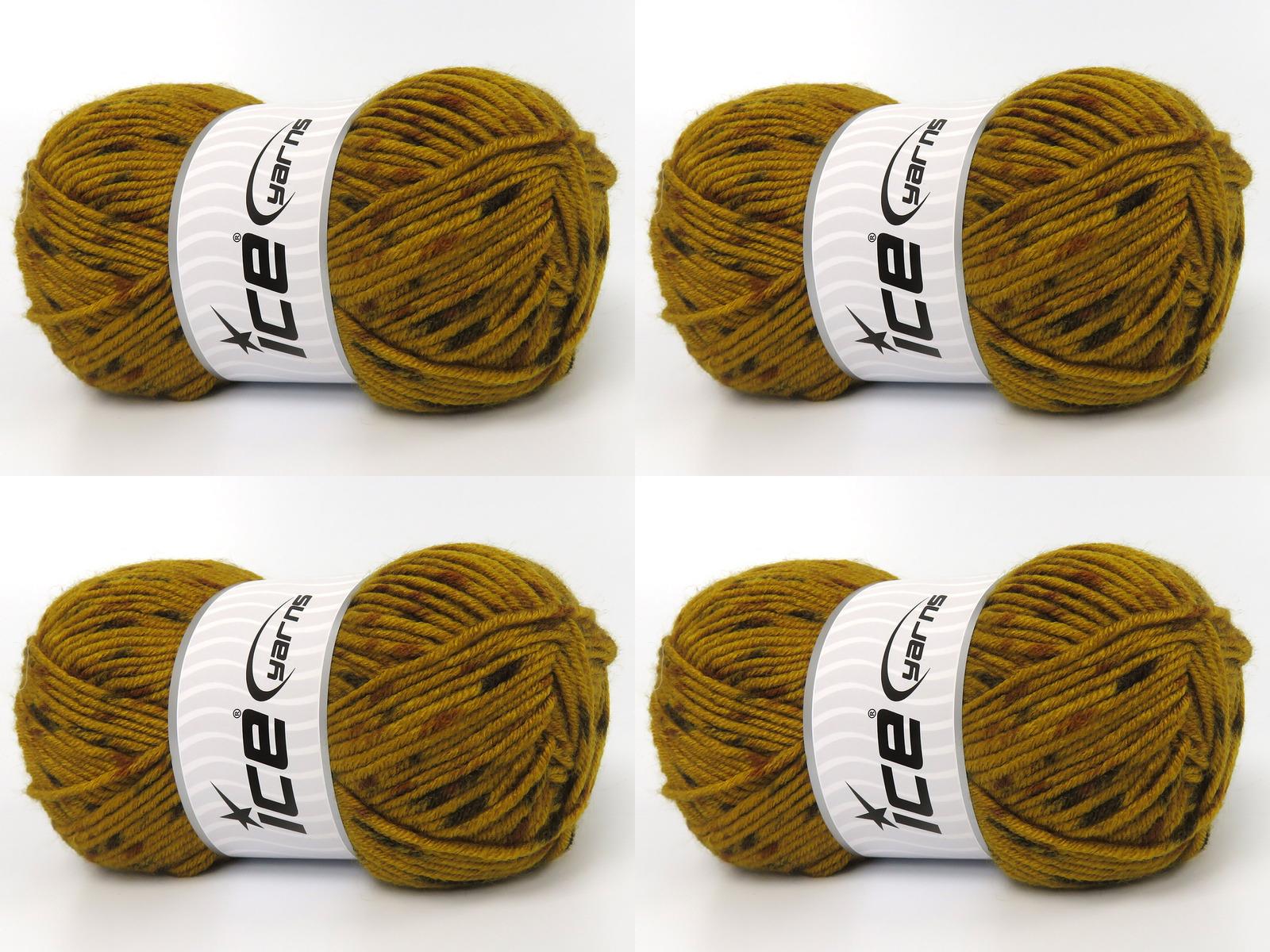 Lot of 4 x 100gr Skeins Ice Yarns NICE BABY TWEED Yarn Gold Shades Brown