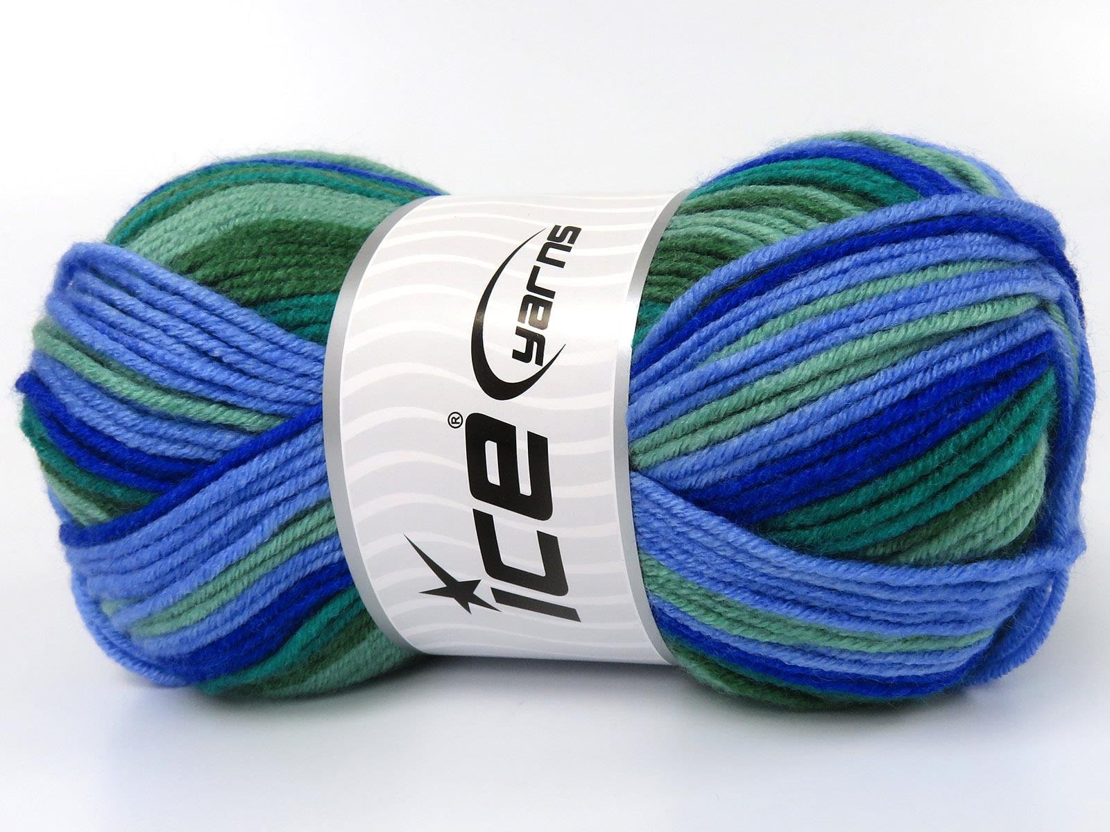 Lot of 4 x 100gr Skeins Ice Yarns NICE BABY Yarn Blue Shades Green Shades