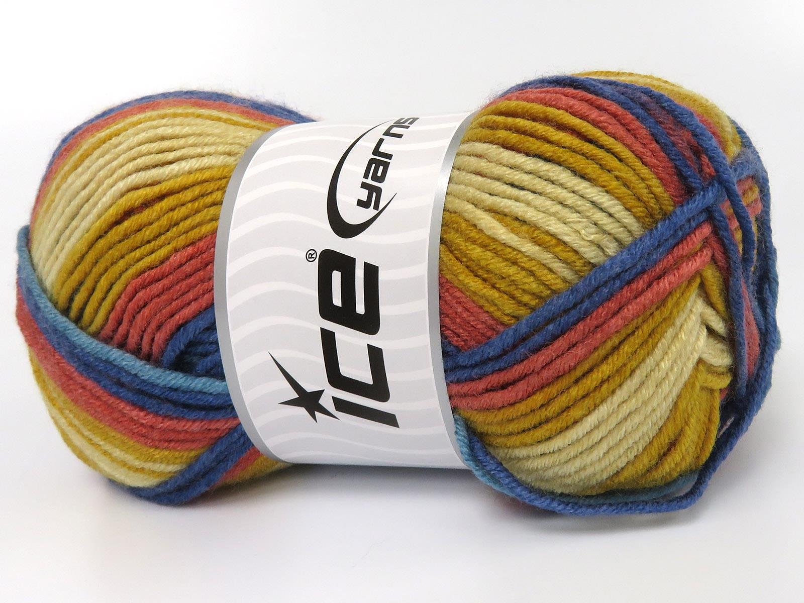 Lot of 4 x 100gr Skeins Ice Yarns NICE BABY Yarn Gold Cream Copper Turquoise Shades