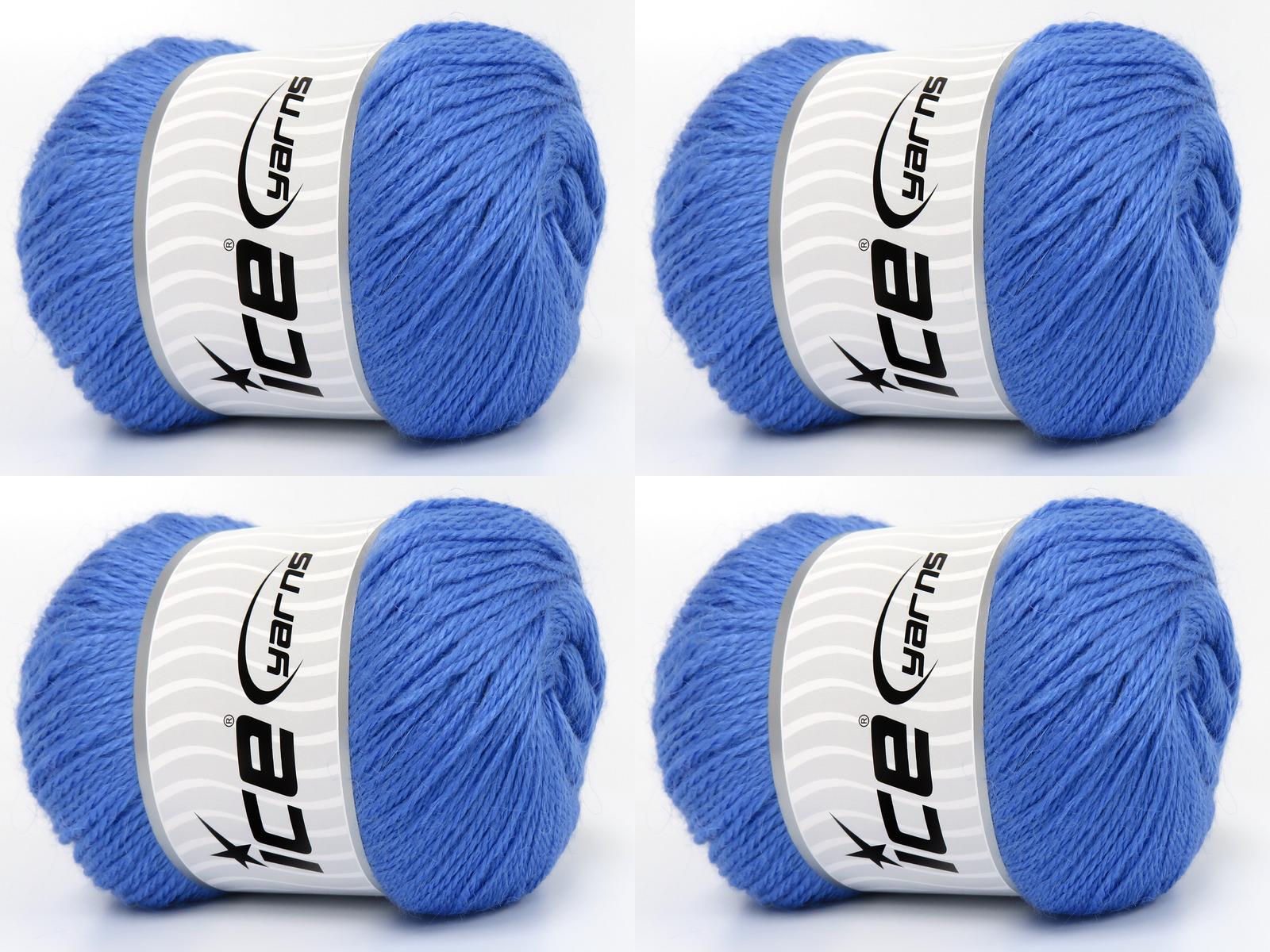 Lot of 4 x 100gr Skeins Ice Yarns NORSK FINE (45% Alpaca 25% Wool) Yarn Blue
