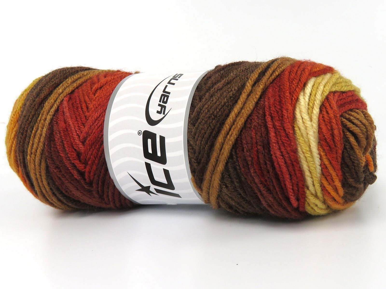 Lot of 4 x 100gr Skeins Ice Yarns ORLANDO Yarn Brown Shades Gold Shades