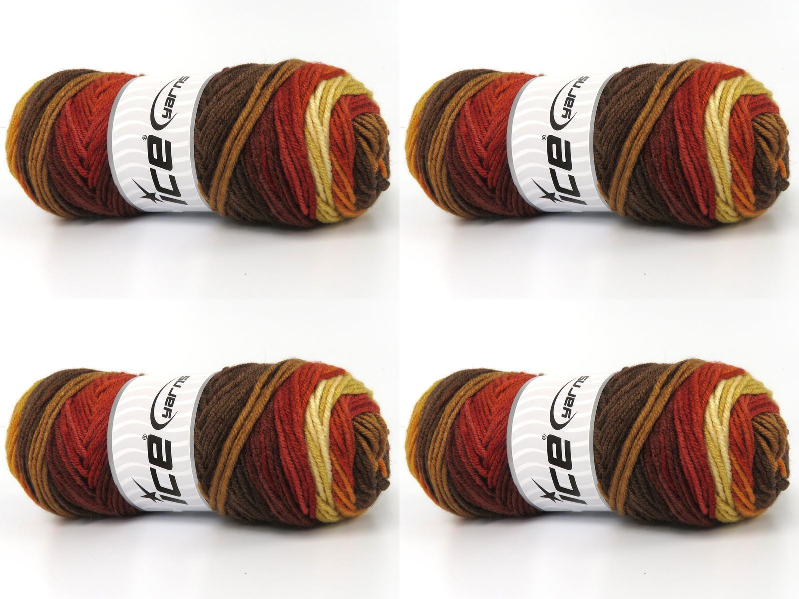 Lot of 4 x 100gr Skeins Ice Yarns ORLANDO Yarn Brown Shades Gold Shades