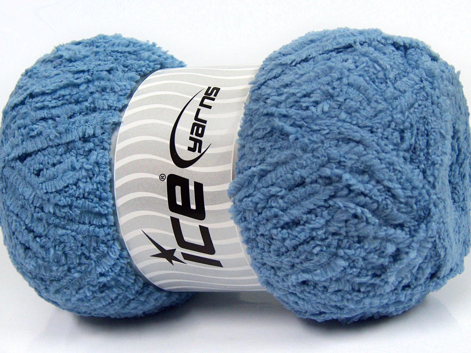 Lot of 4 x 100gr Skeins Ice Yarns PUFFY (100% MicroFiber) Yarn Light Blue