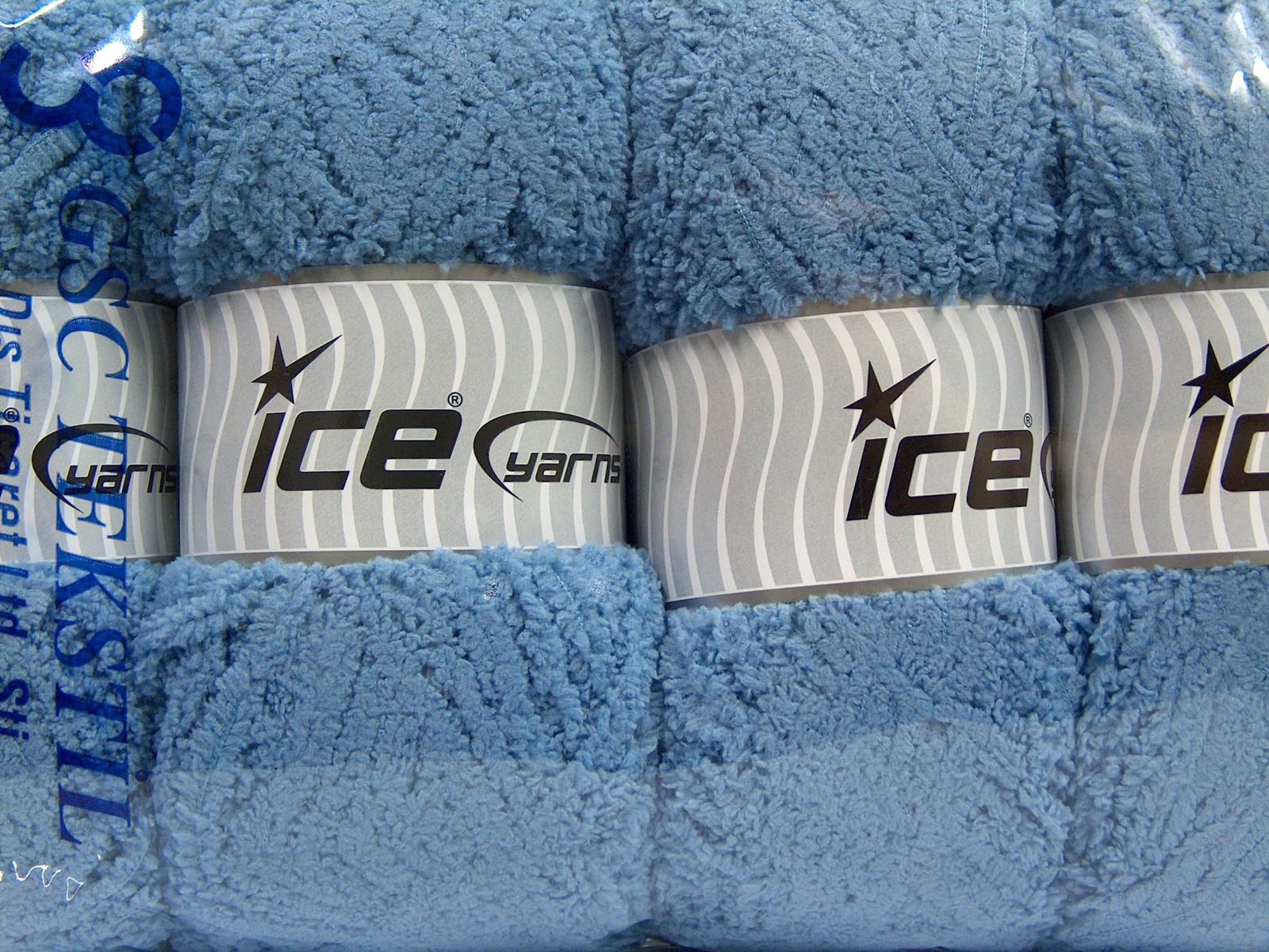 Lot of 4 x 100gr Skeins Ice Yarns PUFFY (100% MicroFiber) Yarn Light Blue