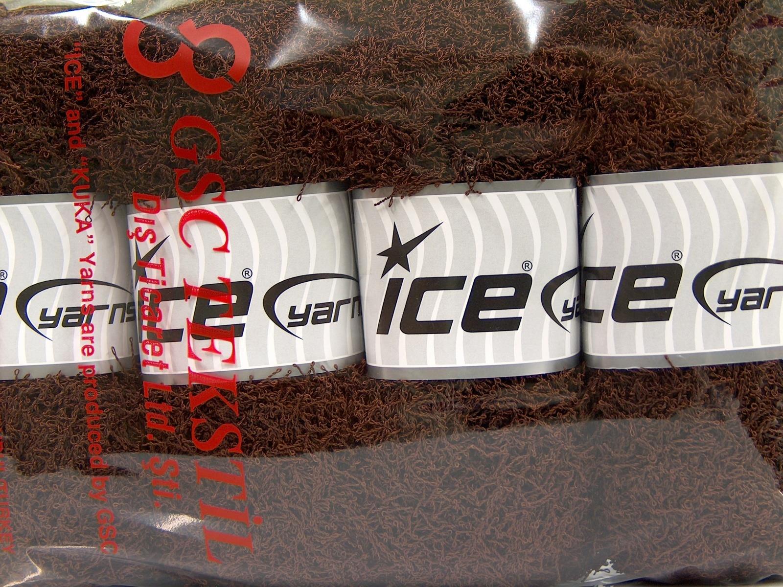 Lot of 4 x 100gr Skeins Ice Yarns SCRUBBER TWIST Hand Knitting Yarn Dark Brown