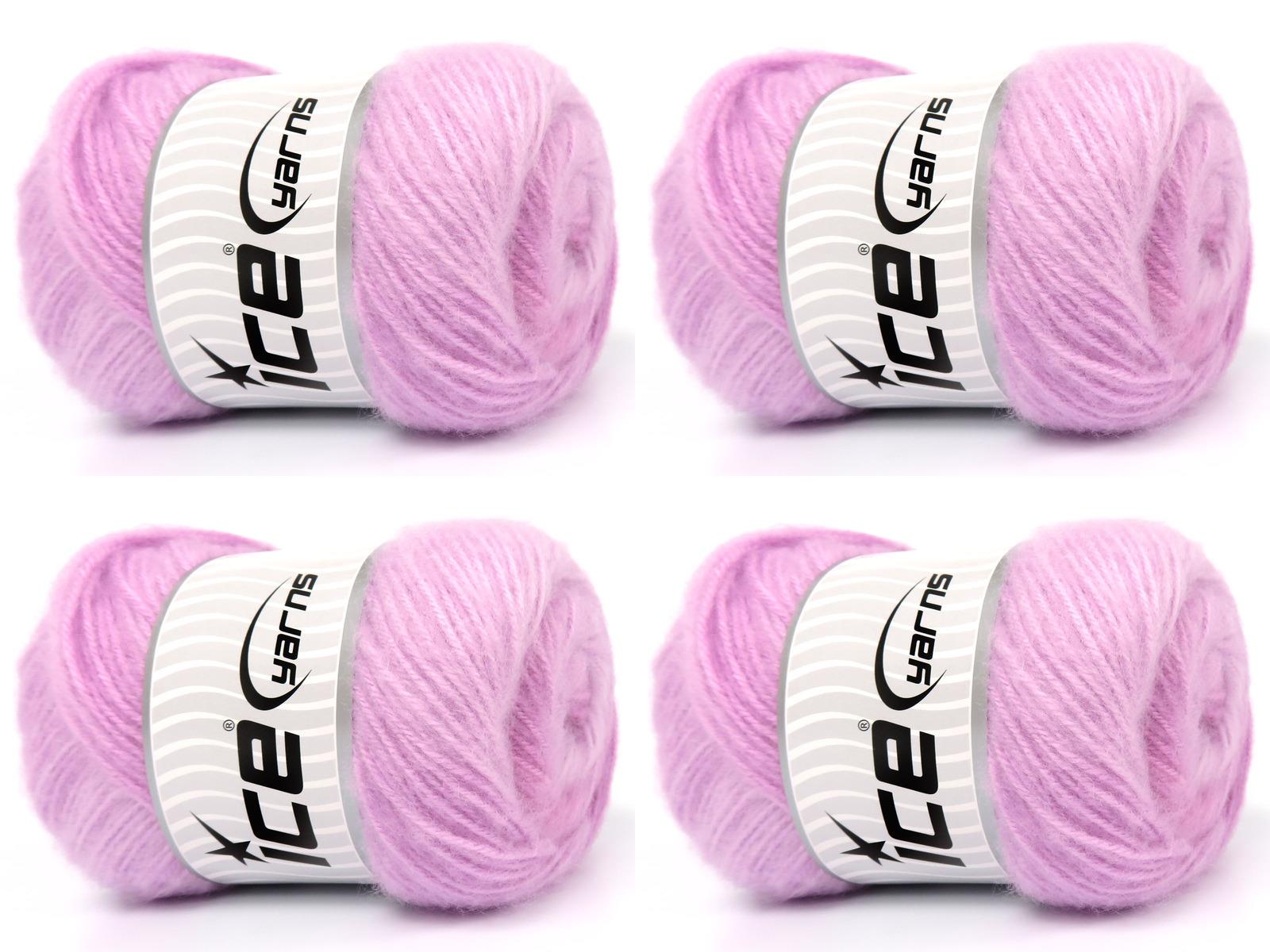 Lot of 4 x 100gr Skeins Ice Yarns SHAGGY Hand Knitting Yarn Light Pink Shades
