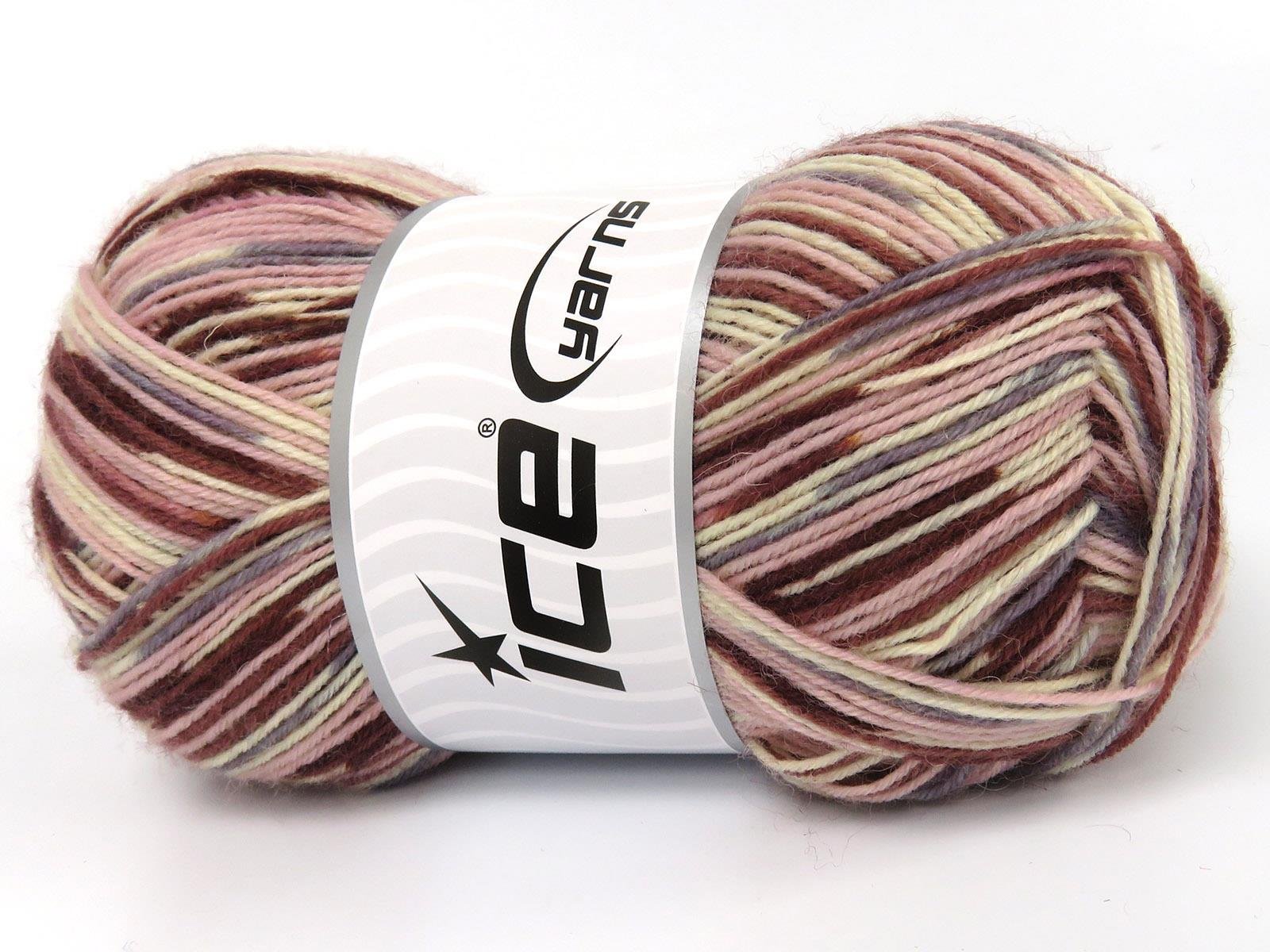 Lot of 4 x 100gr Skeins Ice Yarns SMART SOCK (75% Superwash Wool) Yarn Light Pink Rose Brown White Grey