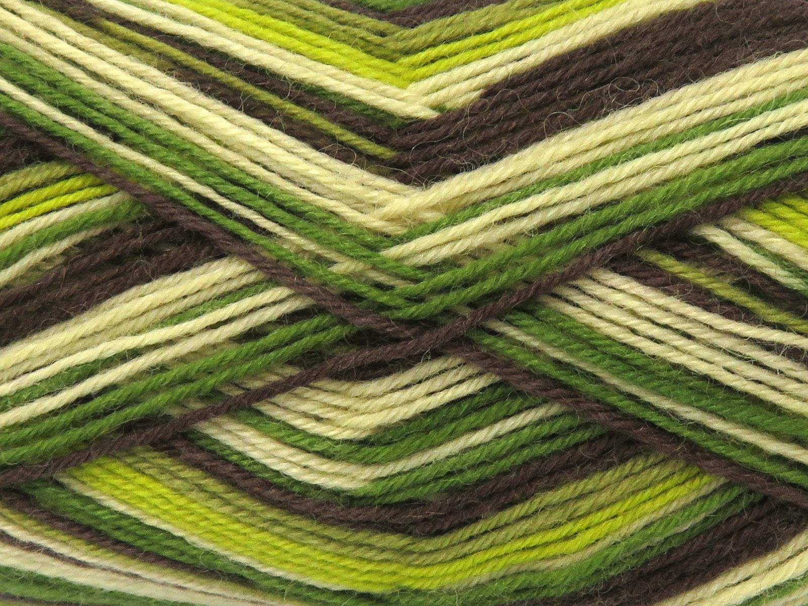 Lot of 4 x 100gr Skeins Ice Yarns SMART SOCK (75% Superwash Wool) Yarn Green Shades Brown Shades Cream