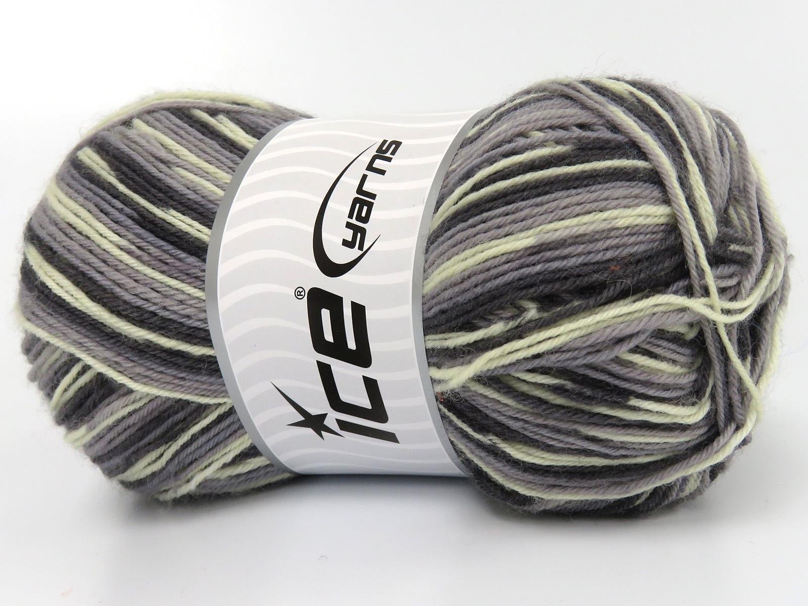 Lot of 4 x 100gr Skeins Ice Yarns SMART SOCK (75% Superwash Wool) Yarn Grey Shades Cream