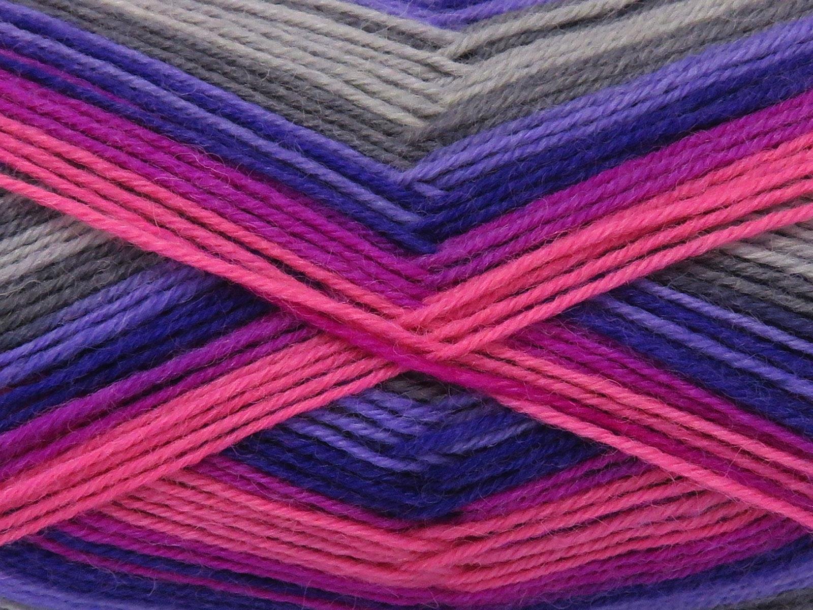 Lot of 4 x 100gr Skeins Ice Yarns SMART SOCK (75% Superwash Wool) Yarn Grey Shades Purple Shades Pink Shades