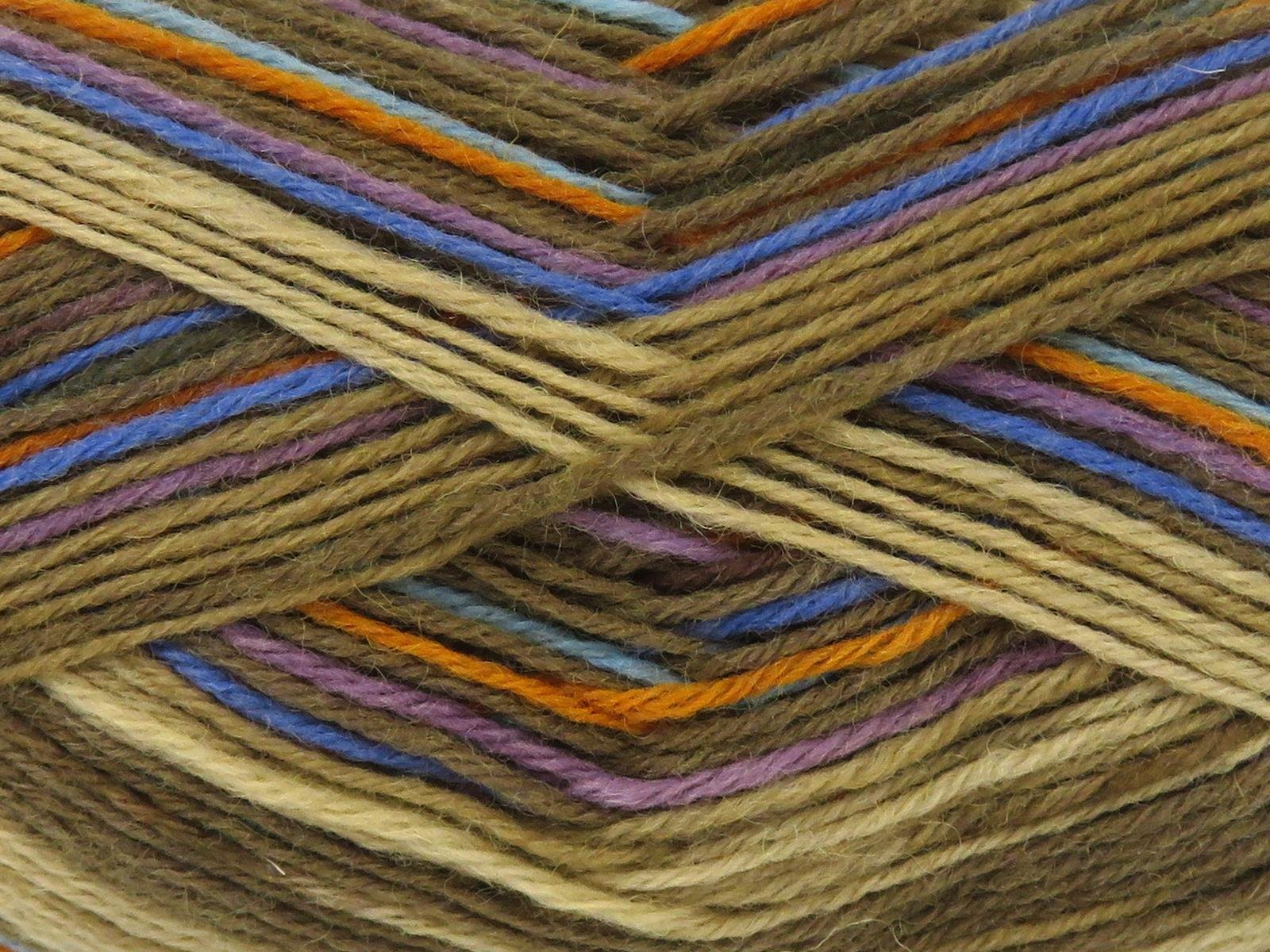 Lot of 4 x 100gr Skeins Ice Yarns SOCK VARICOLOR (75% Superwash Wool) Yarn Brown Shades Maroon Blue Shades