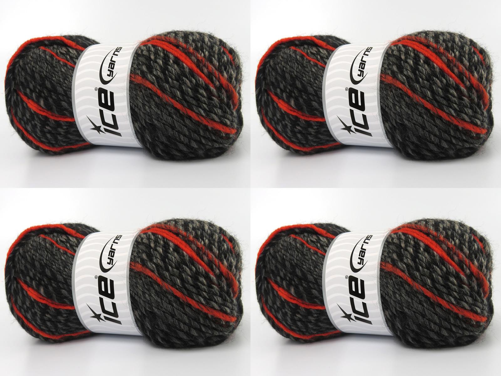 Lot of 4 x 100gr Skeins Ice Yarns SYMPHONY Yarn Black Grey Shades Copper