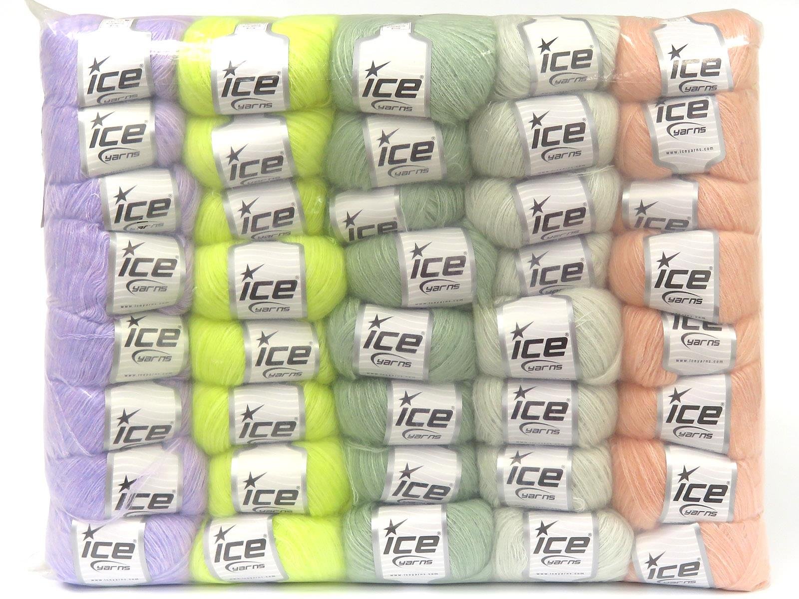 Lot of 40 Skeins Ice Yarns Alice Superfine Yarns MIXED LOT (10% Wool) Yarn Multicolor