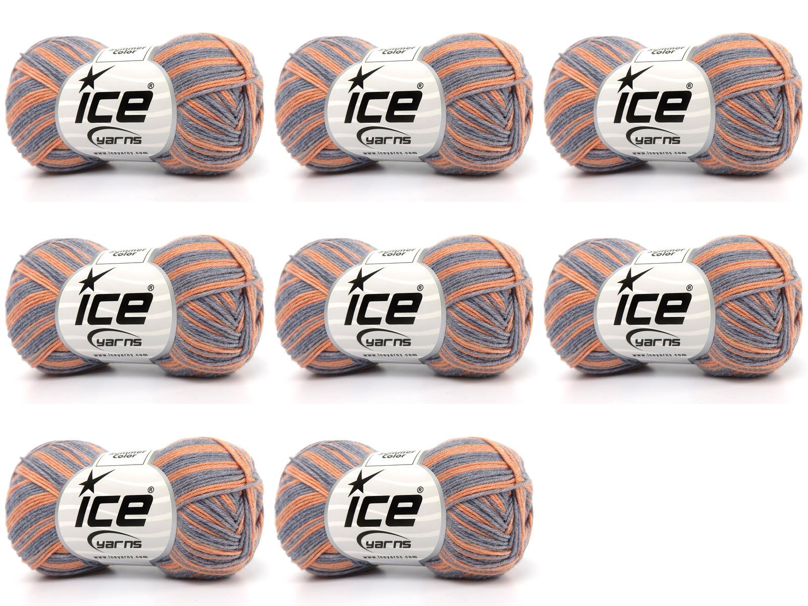 Lot of 6 Skeins Ice Yarns BABY SUMMER COLOR Yarn Light Orange Light Grey