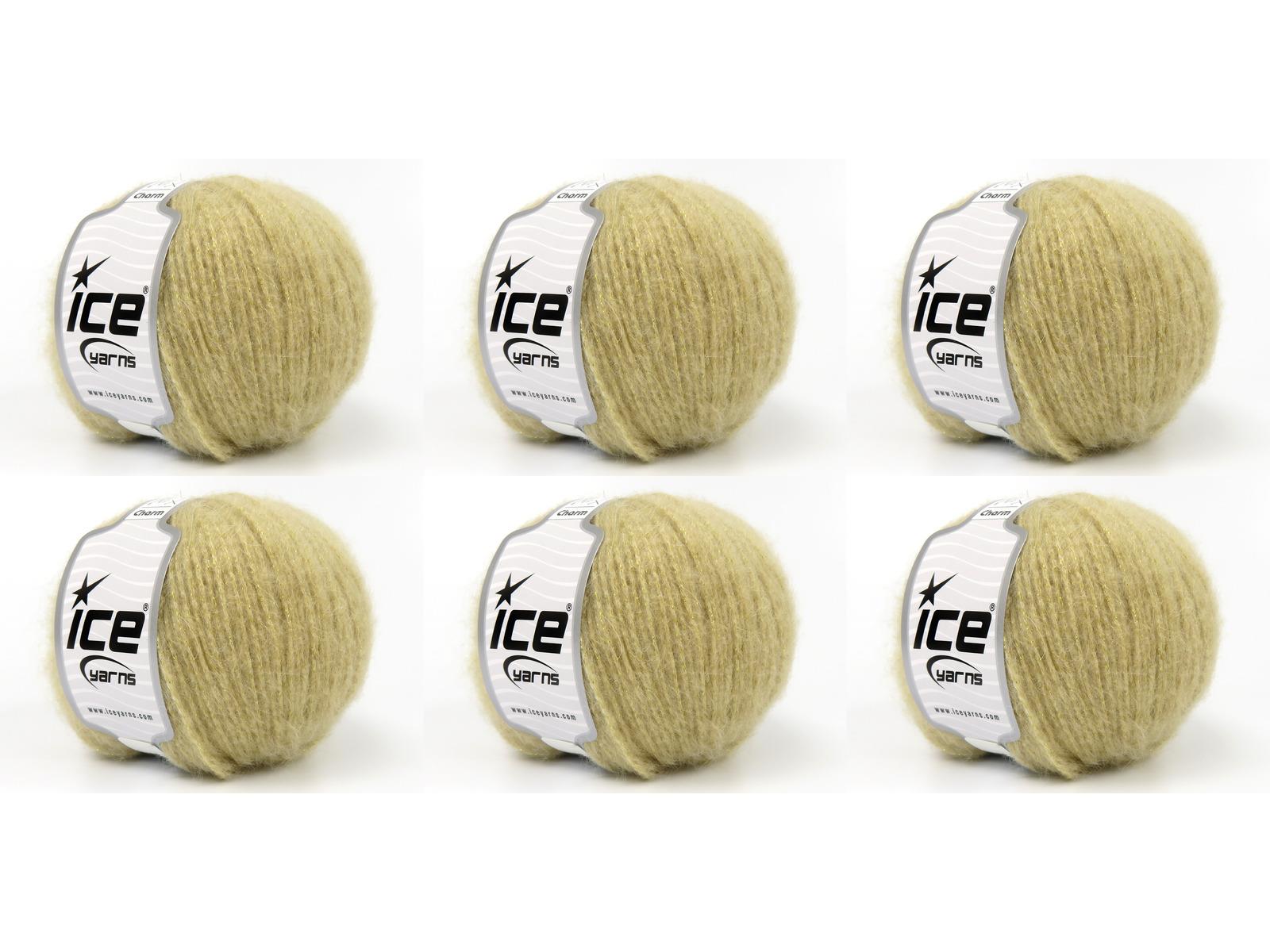 Lot of 6 Skeins Ice Yarns CHARM (10% Superwash Wool 15% Mohair) Yarn Dark Beige