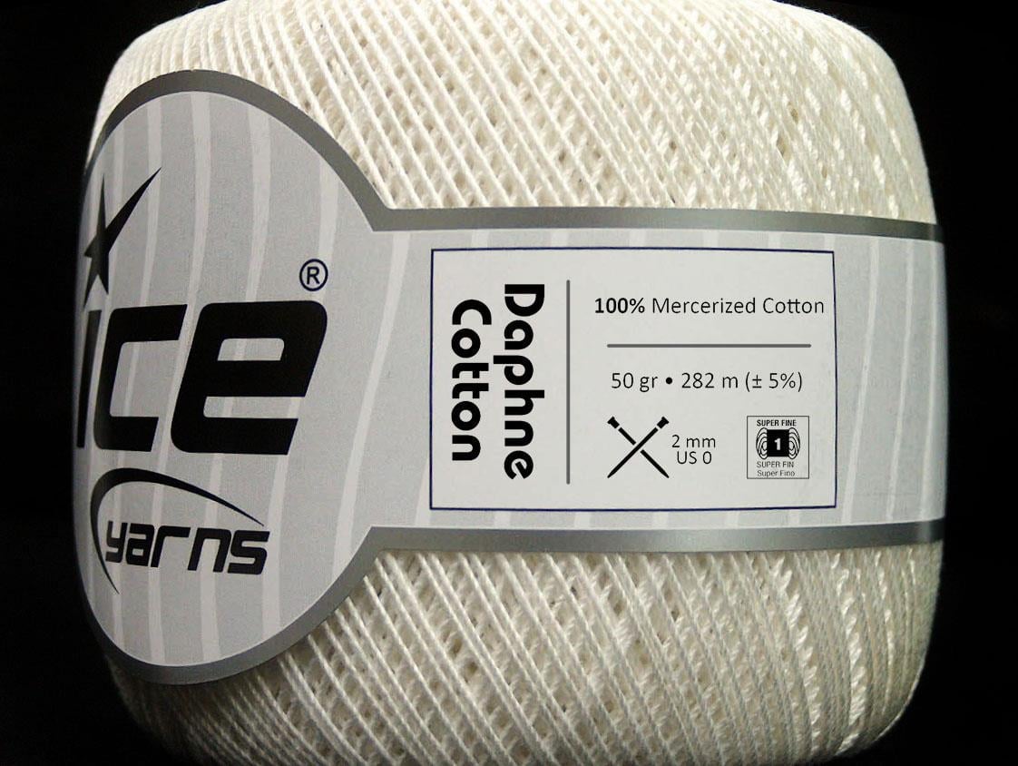 Lot of 6 Skeins Ice Yarns DAPHNE COTTON (100% Mercerized Cotton) Yarn White