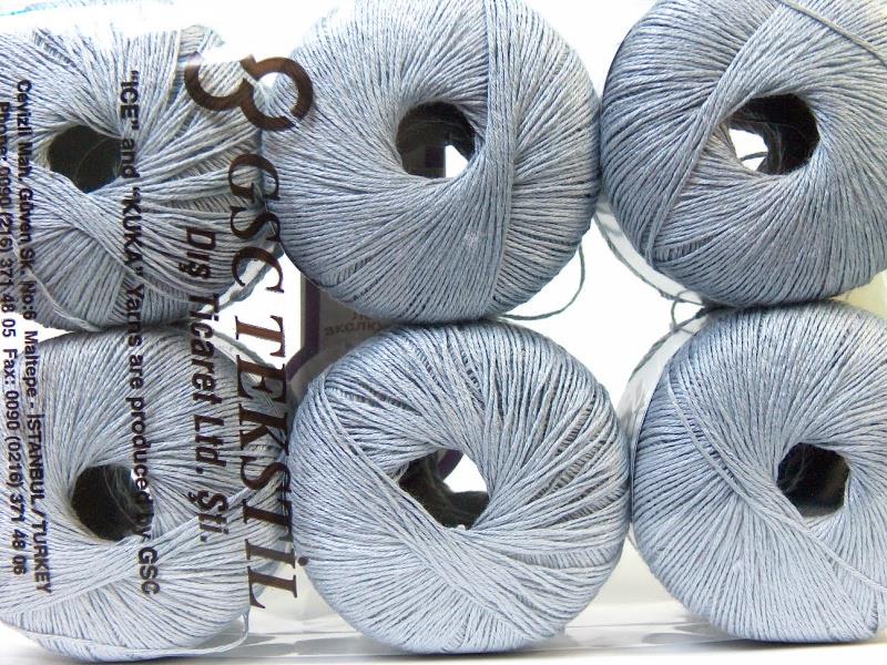 Lot of 6 Skeins Ice Yarns LINEN (50% Viscose) Hand Knitting Yarn Light Grey