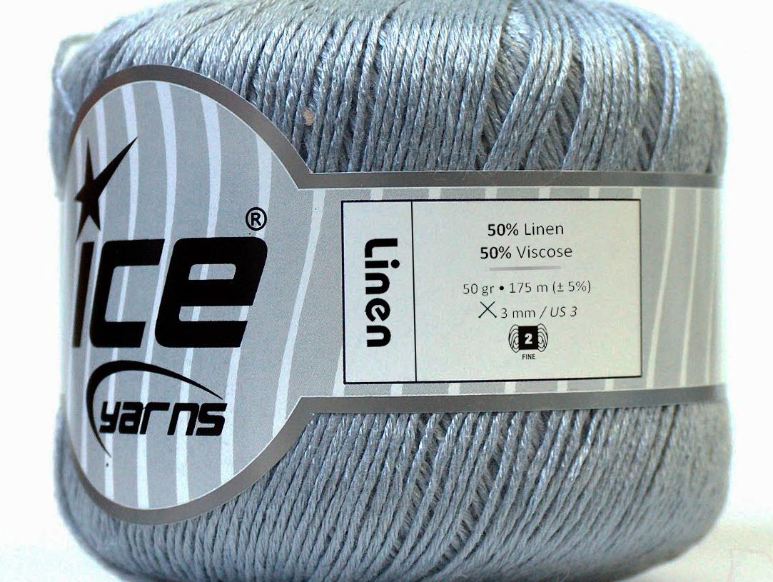 Lot of 6 Skeins Ice Yarns LINEN (50% Viscose) Hand Knitting Yarn Light Grey