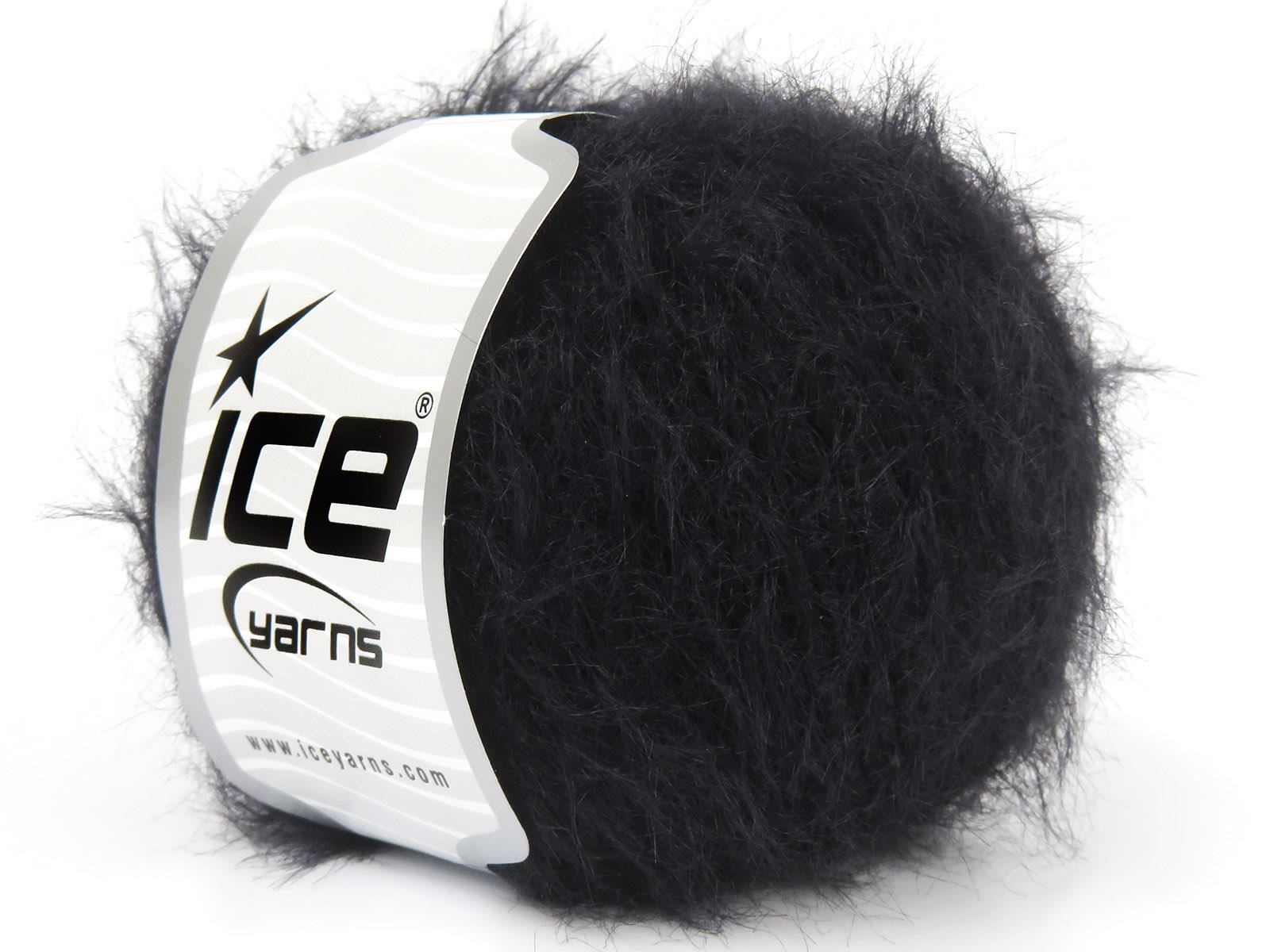 Lot of 6 Skeins Ice Yarns MERINO FUR (40% Superwash Merino Wool) Yarn Black