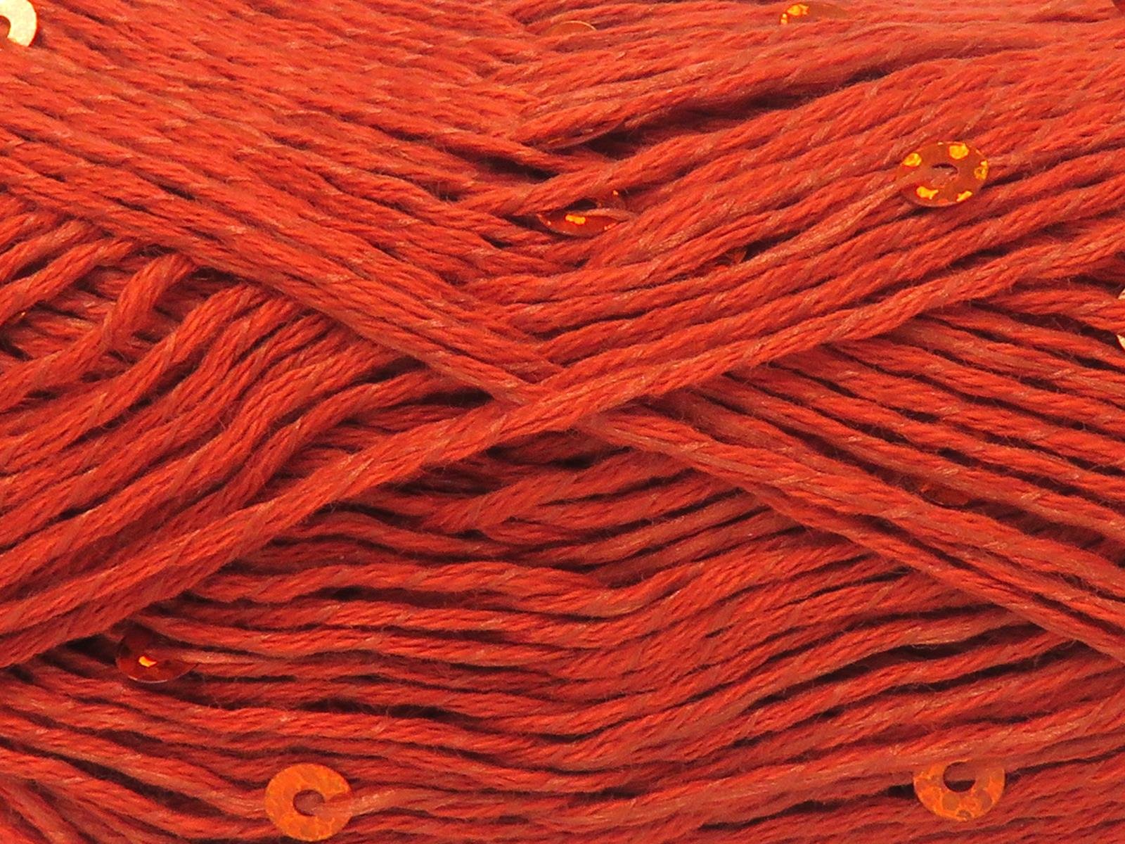 Lot of 6 Skeins Ice Yarns NATURAL COTTON LIGHT PAILLETTE Yarn Copper