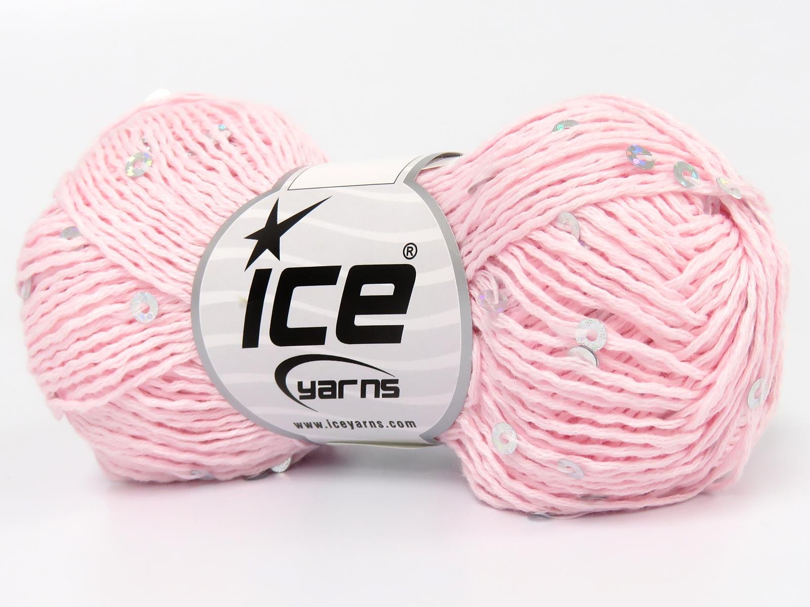 Lot of 6 Skeins Ice Yarns NATURAL COTTON LIGHT PAILLETTE Yarn Baby Pink