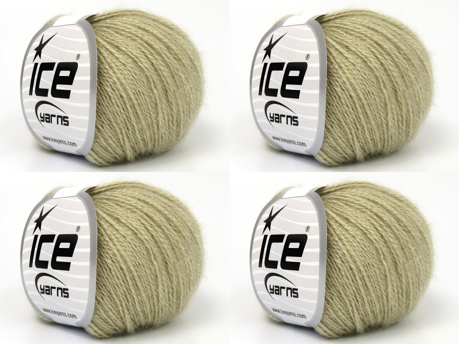 Lot of 6 Skeins Ice Yarns SILK (10% Kid Mohair 40% Merino Superfine) Yarn Beige