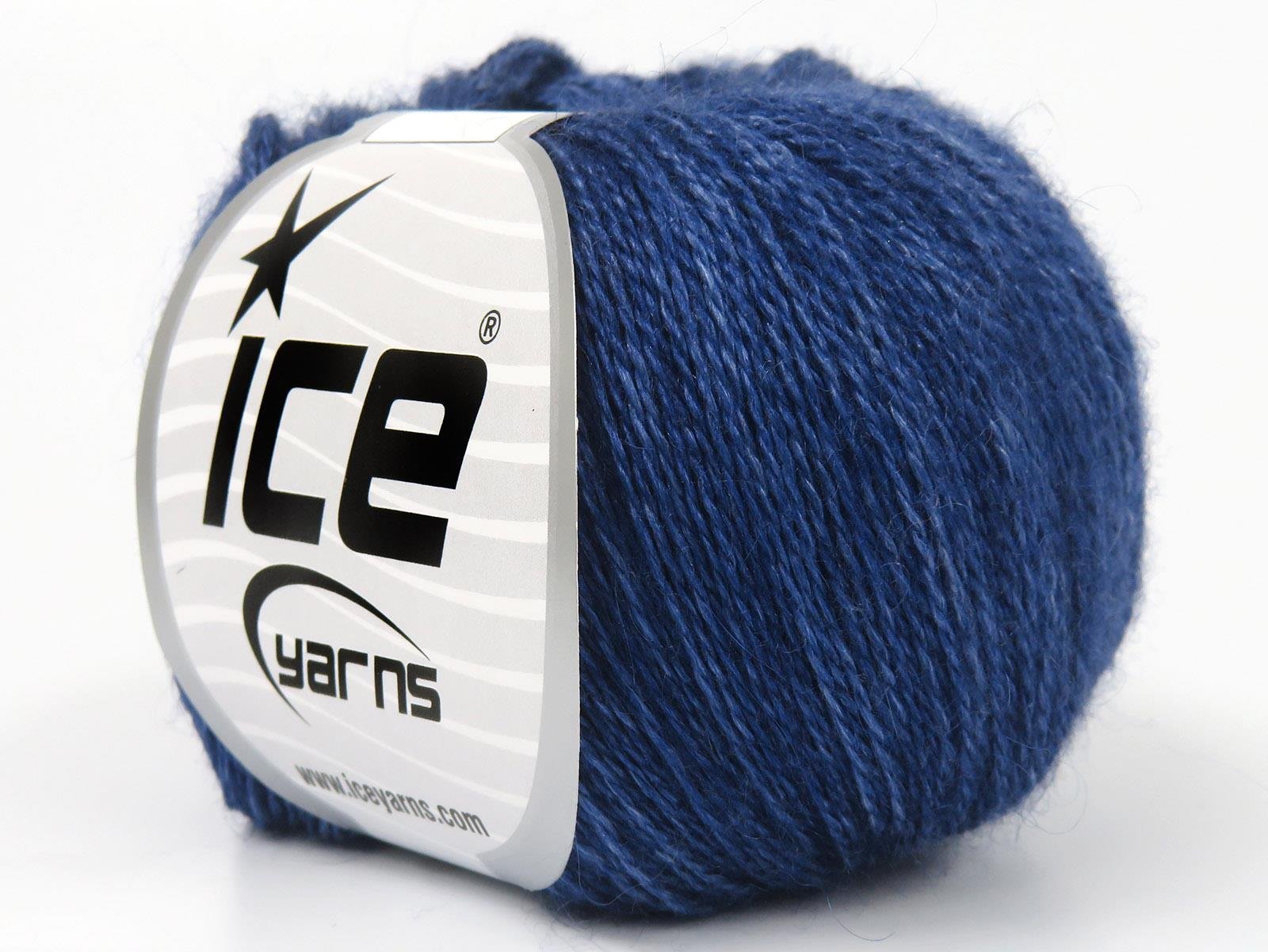 Lot of 6 Skeins Ice Yarns SILK (10% Kid Mohair 40% Merino Superfine) Yarn Jeans Blue