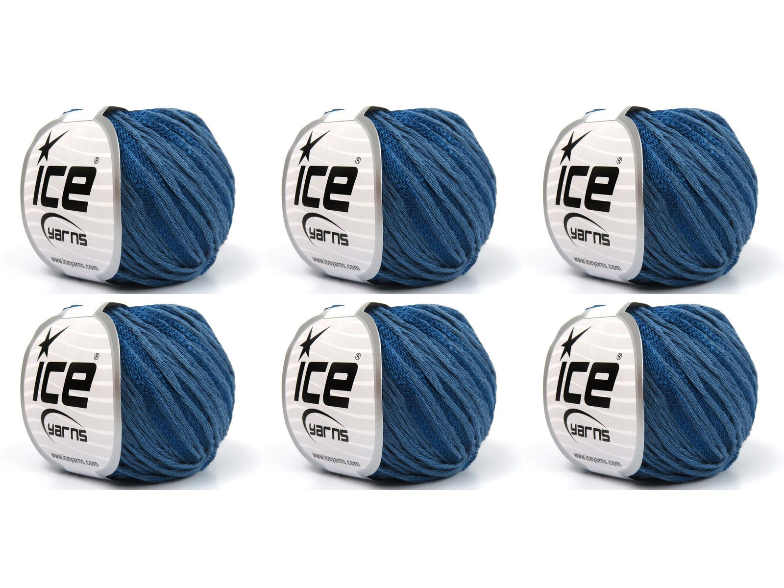 Lot of 6 Skeins Ice Yarns SUMMERTIME (80% Cotton 20% Viscose) Yarn Jeans Blue