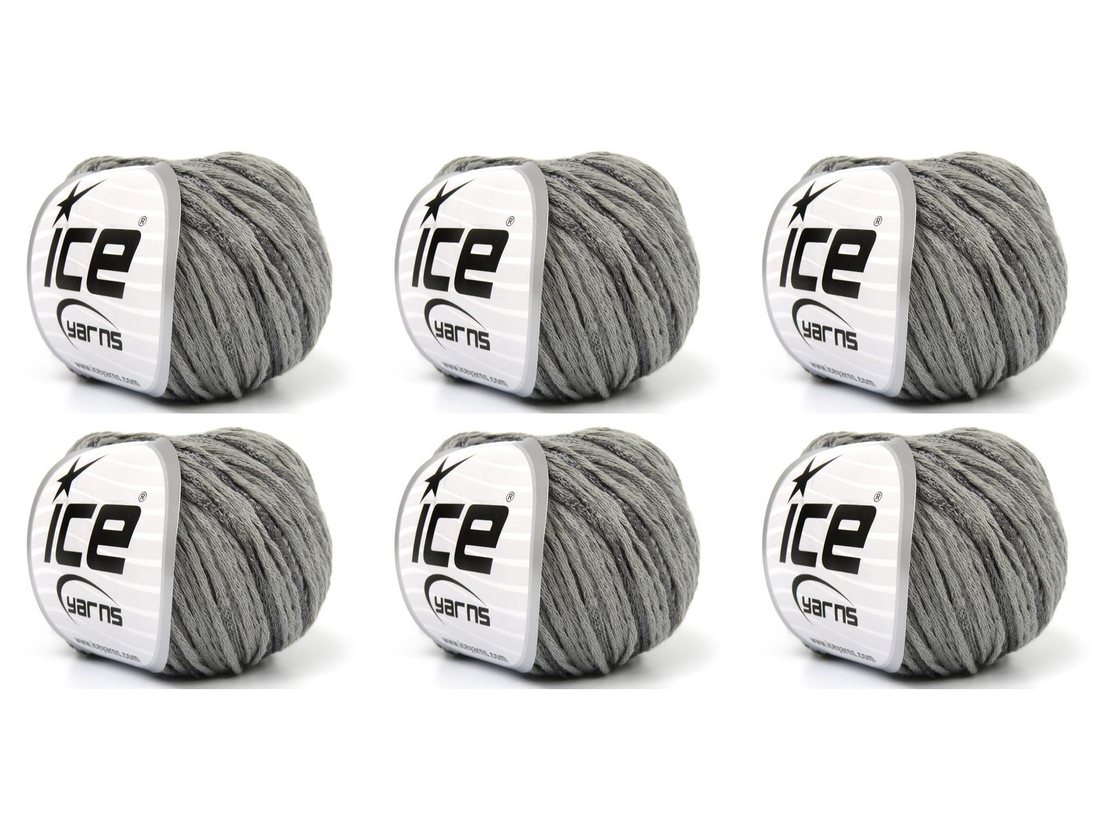 Lot of 6 Skeins Ice Yarns SUMMERTIME (80% Cotton 20% Viscose) Yarn Light Grey