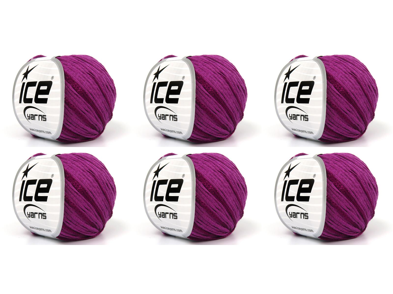 Lot of 6 Skeins Ice Yarns SUMMERTIME (80% Cotton 20% Viscose) Yarn Dark Fuchsia