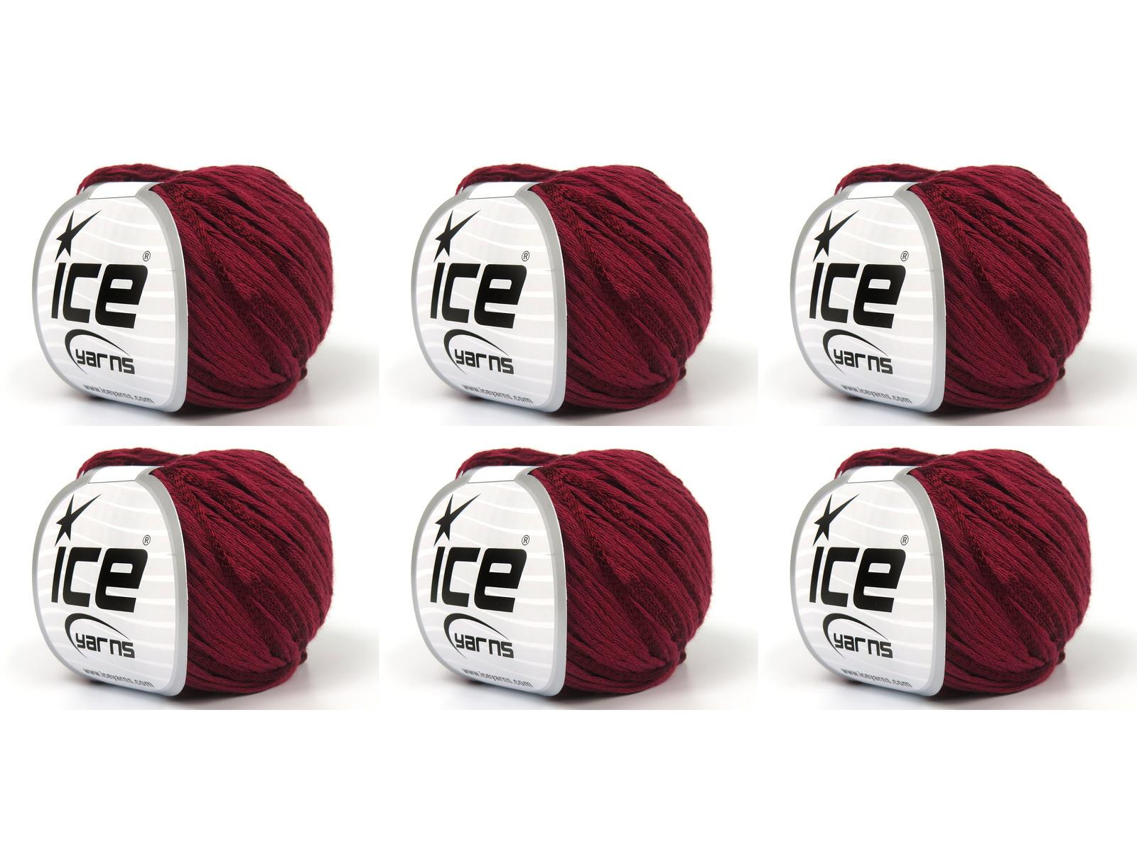 Lot of 6 Skeins Ice Yarns SUMMERTIME (80% Cotton 20% Viscose) Yarn Burgundy